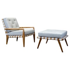 T.H. Robsjohn-Gibbings Strap Lounge Chair and Ottoman