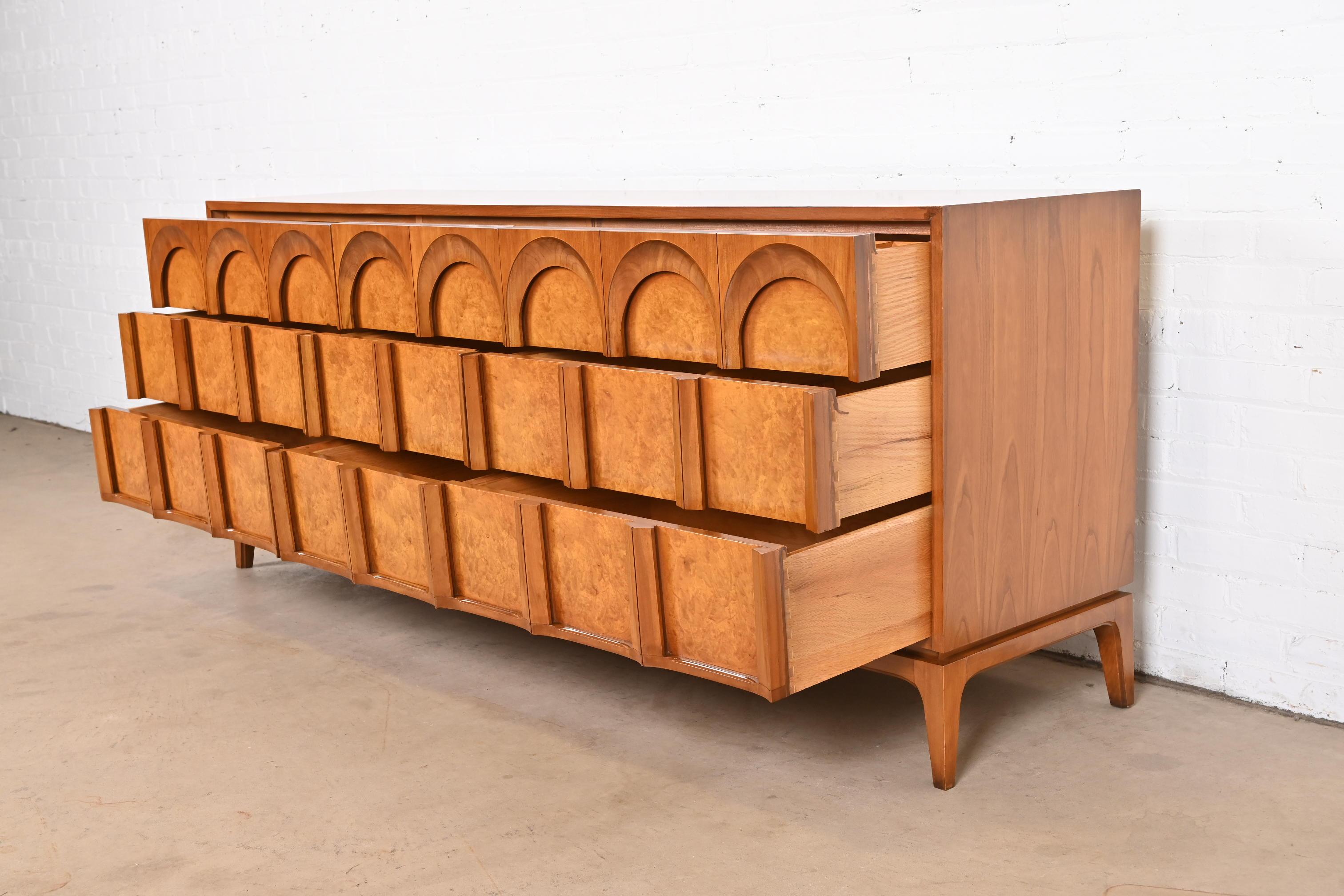 T.H. Robsjohn-Gibbings Style Cherry and Burl Dresser by Thomasville, Refinished 3