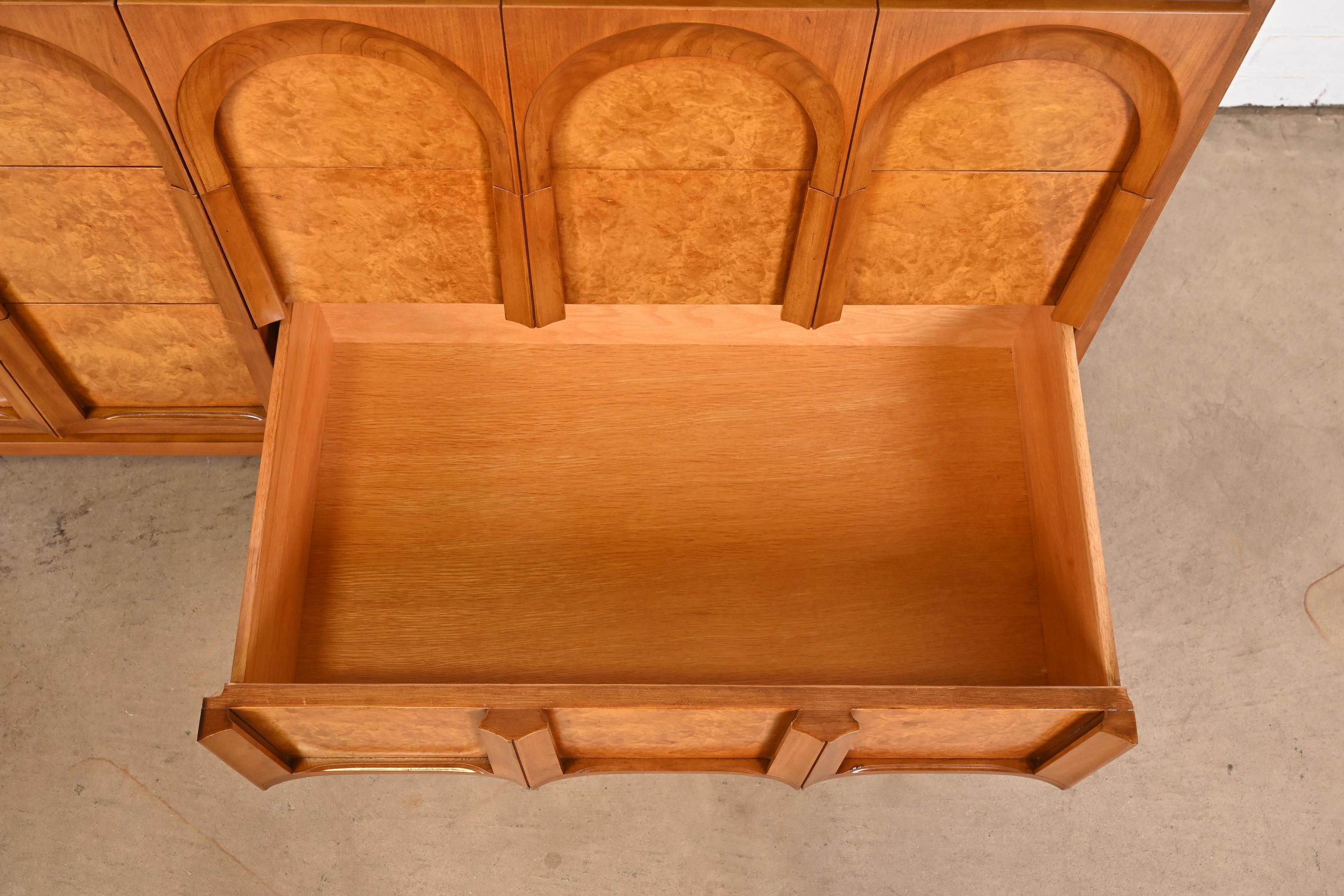 T.H. Robsjohn-Gibbings Style Cherry and Burl Dresser by Thomasville, Refinished 4