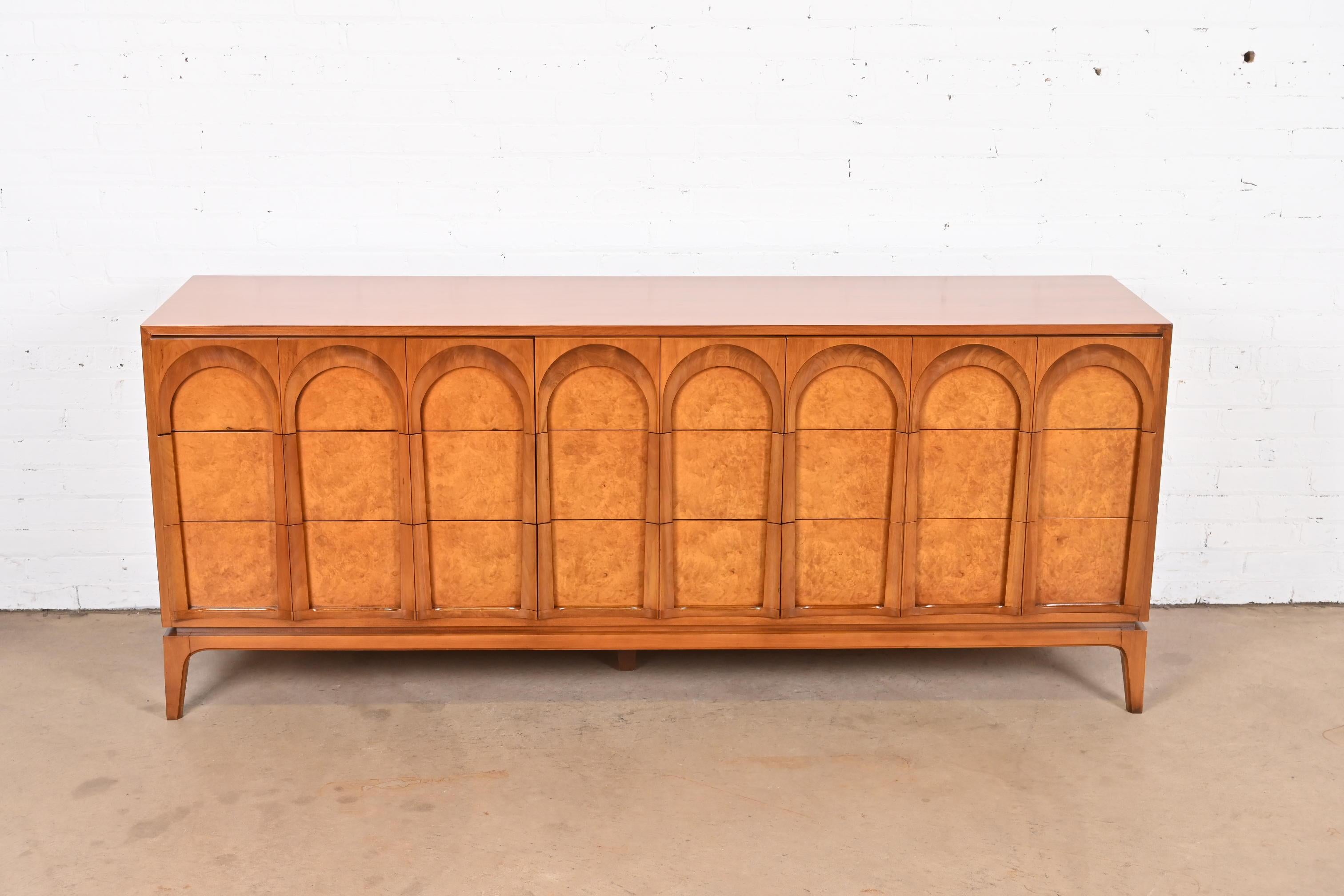 Mid-Century Modern T.H. Robsjohn-Gibbings Style Cherry and Burl Dresser by Thomasville, Refinished