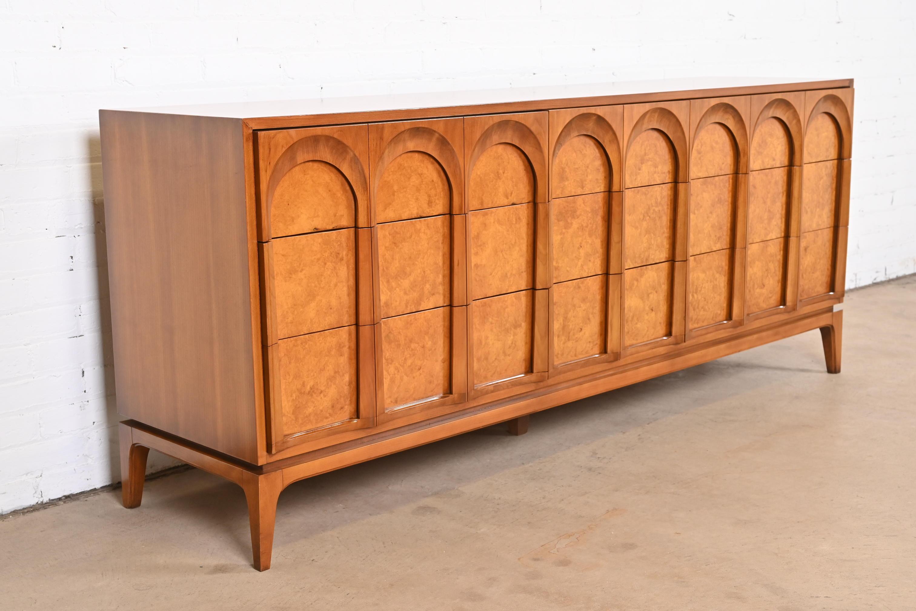 T.H. Robsjohn-Gibbings Style Cherry and Burl Dresser by Thomasville, Refinished 1