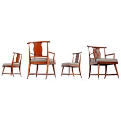 T.H. Robsjohn-Gibbings Style Eastern Influence Mahogany Dining Chairs