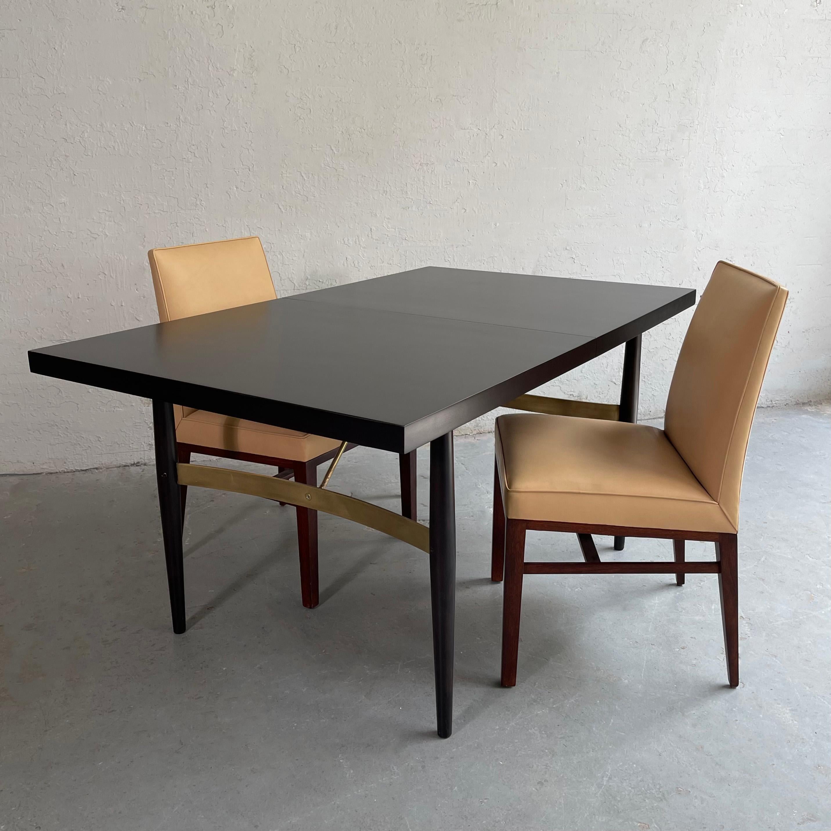 20th Century T.H. Robsjohn-Gibbings Style Ebonized Mahagony Dining Table For Sale