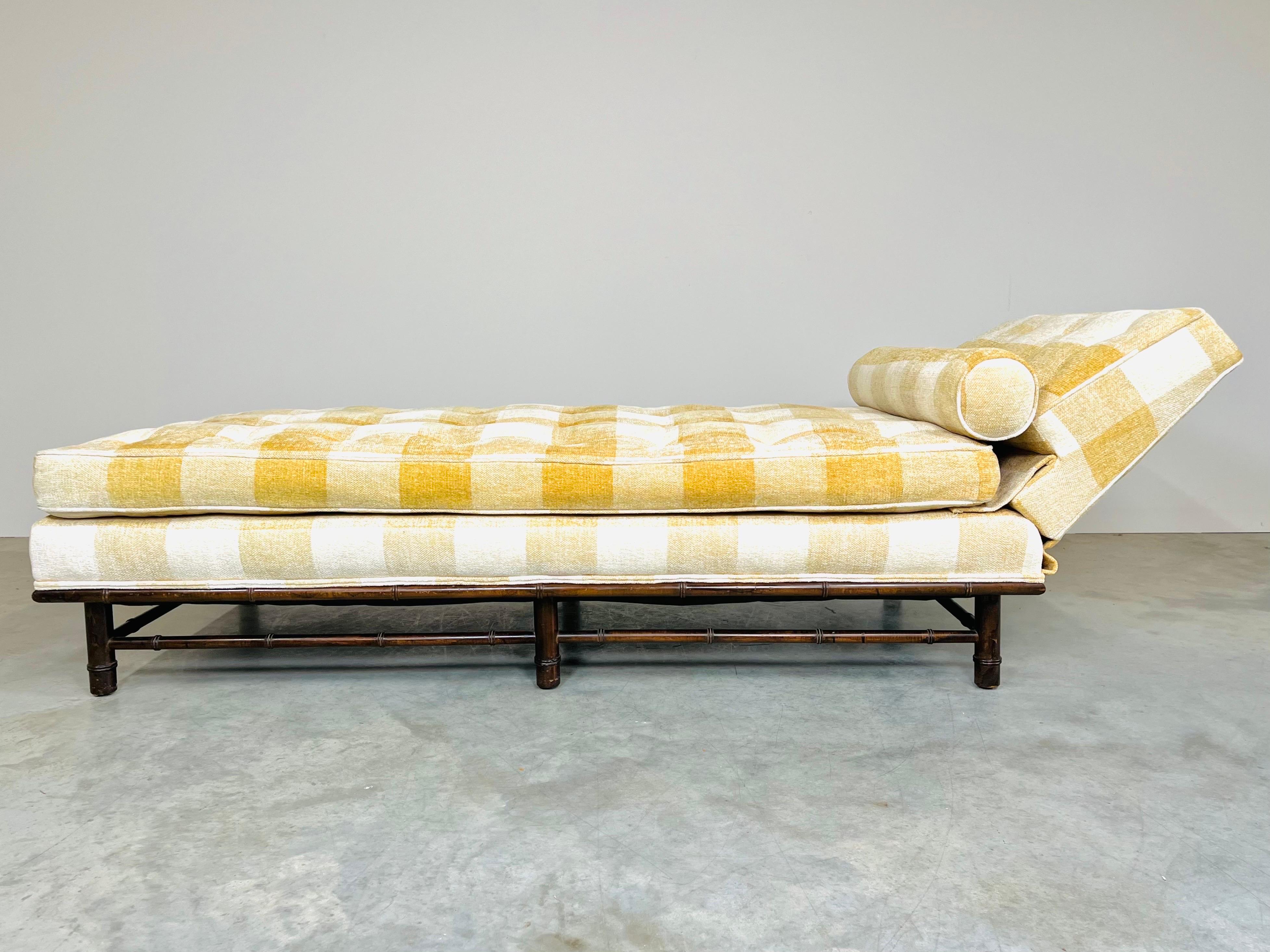 Chippendale T.H. Robsjohn Gibbings Style Faux Bamboo Adjustable Chaise Daybed