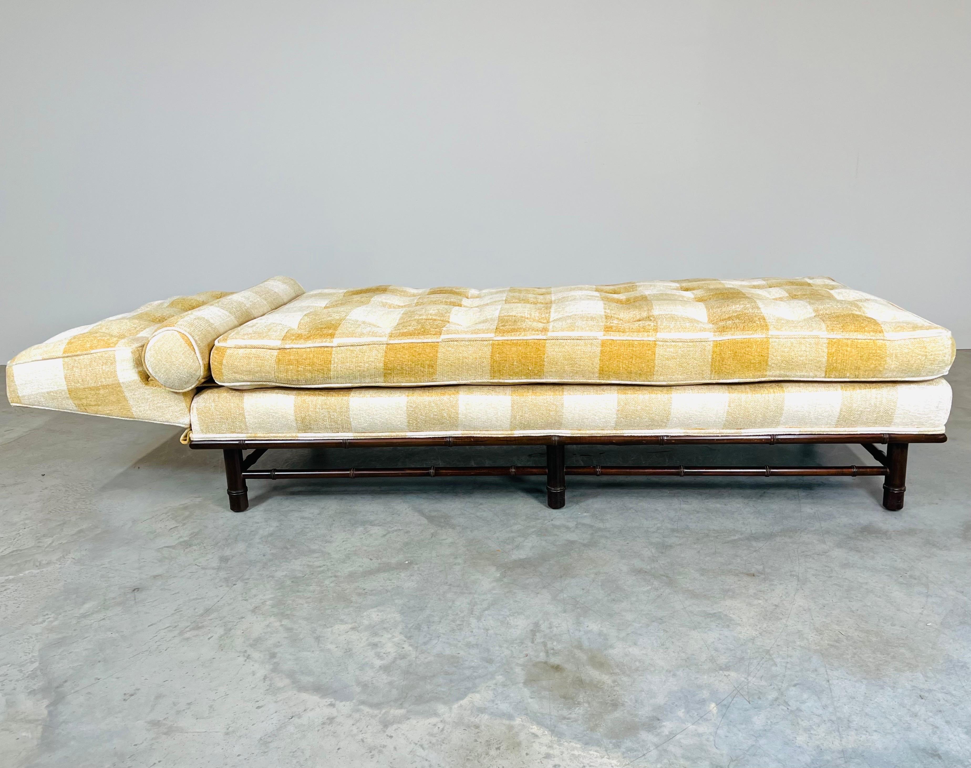 T.H. Robsjohn Gibbings Style Faux Bamboo Adjustable Chaise Daybed  In Excellent Condition In Southampton, NJ