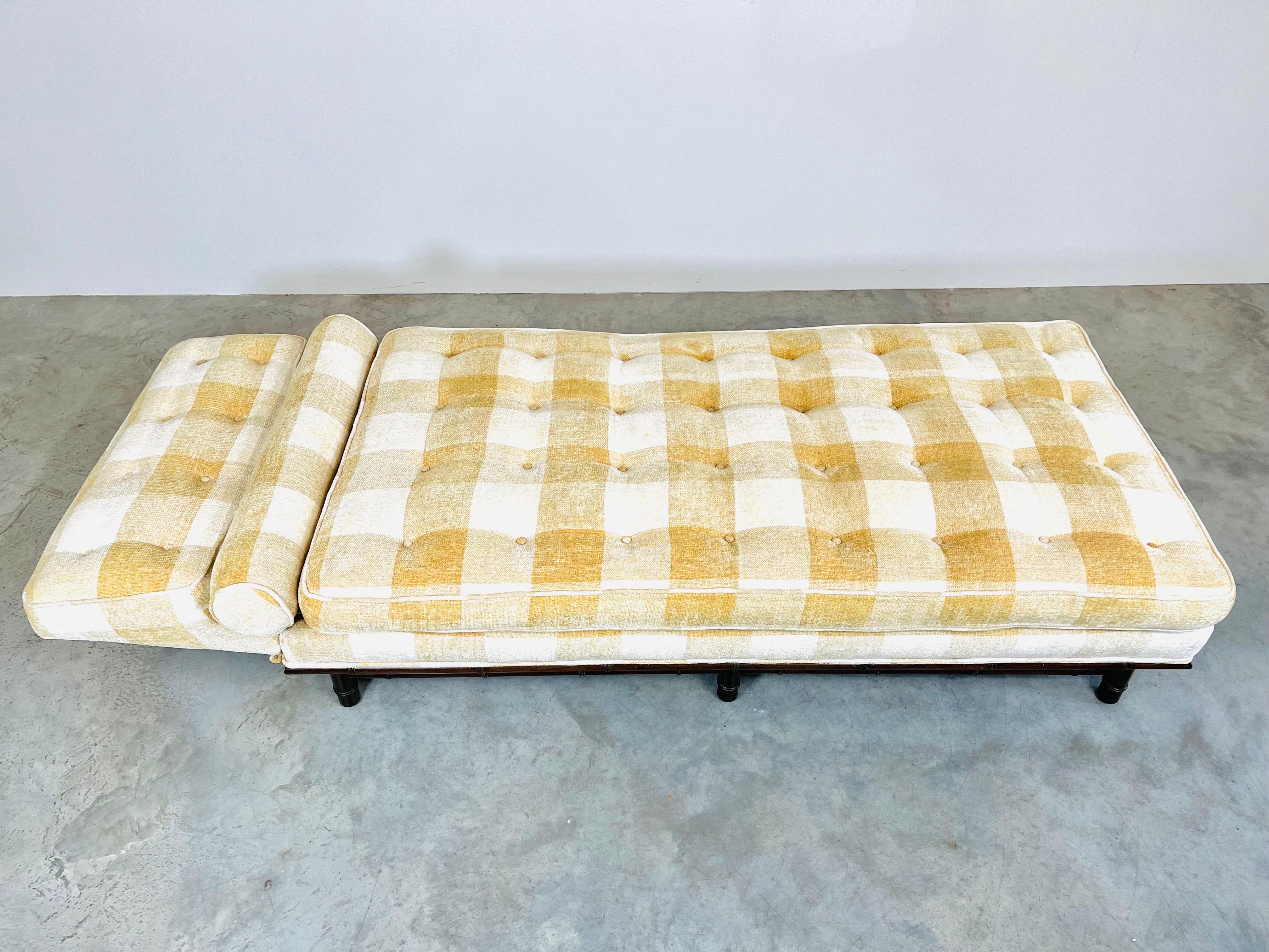 20th Century T.H. Robsjohn Gibbings Style Faux Bamboo Adjustable Chaise Daybed