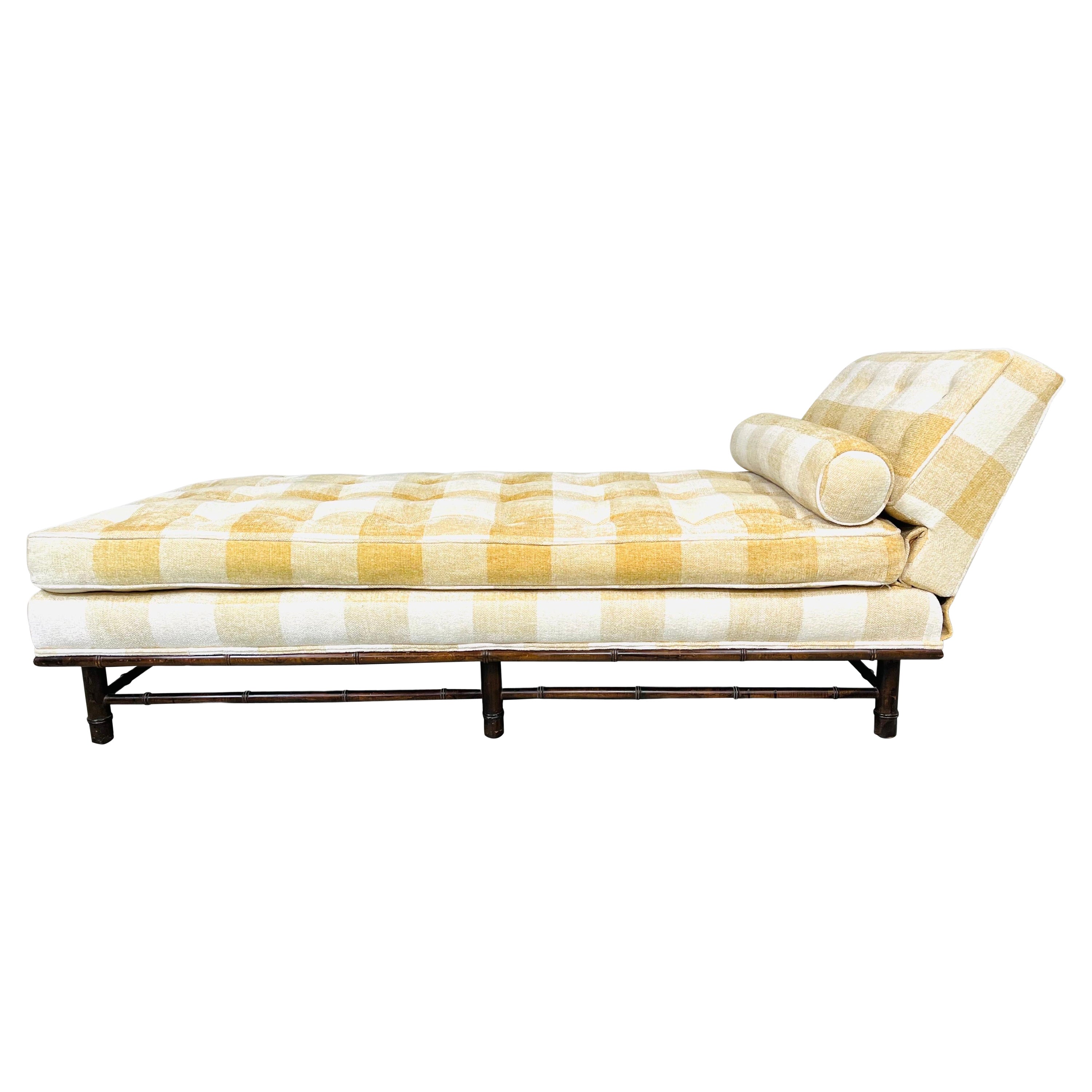 T.H. Robsjohn Gibbings Style Faux Bamboo Adjustable Chaise Daybed
