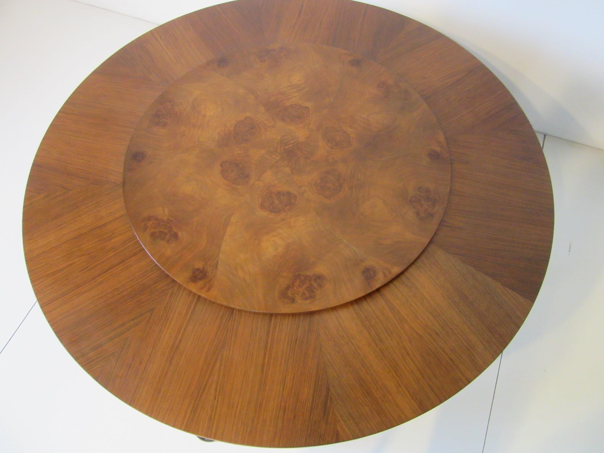 Mid-Century Modern T.H. Robsjohn Gibbings Styled Walnut Coffee Table with Lazy Susan Center