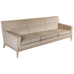 T.H. Robsjohn Gibbings Three-Seat Sofa Custom Bleached Walnut Frame Widdicomb