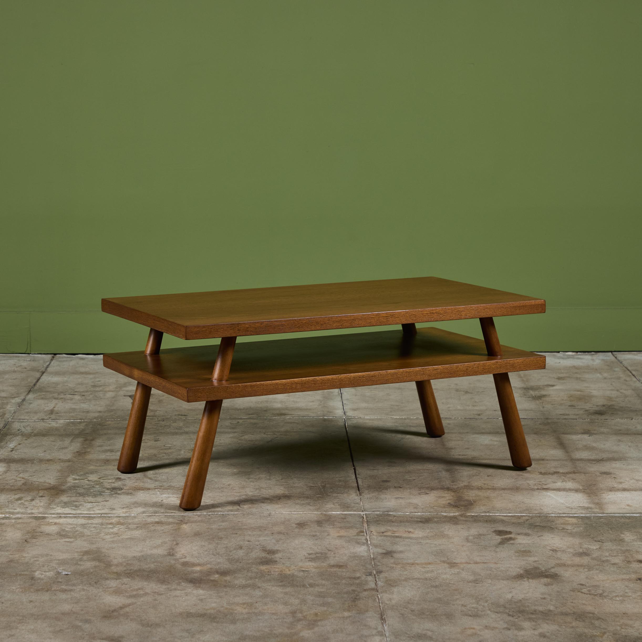 T.H. Robsjohn Gibbings Two-Tier Coffee Table for Widdicomb In Excellent Condition In Los Angeles, CA