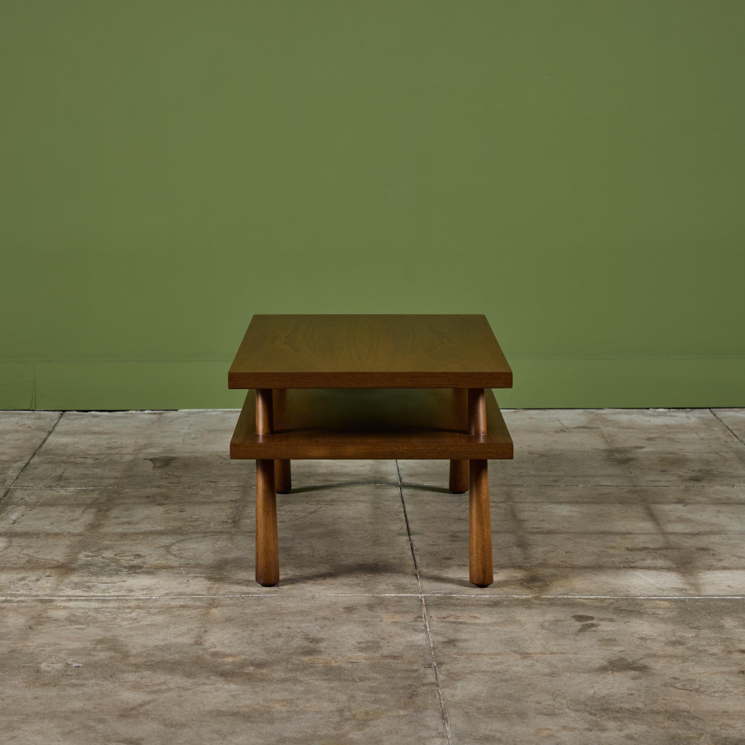 Walnut T.H. Robsjohn Gibbings Two-Tier Coffee Table for Widdicomb