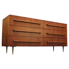 T.H. Robsjohn-Gibbings Walnut and Brass Cabinet / Dresser