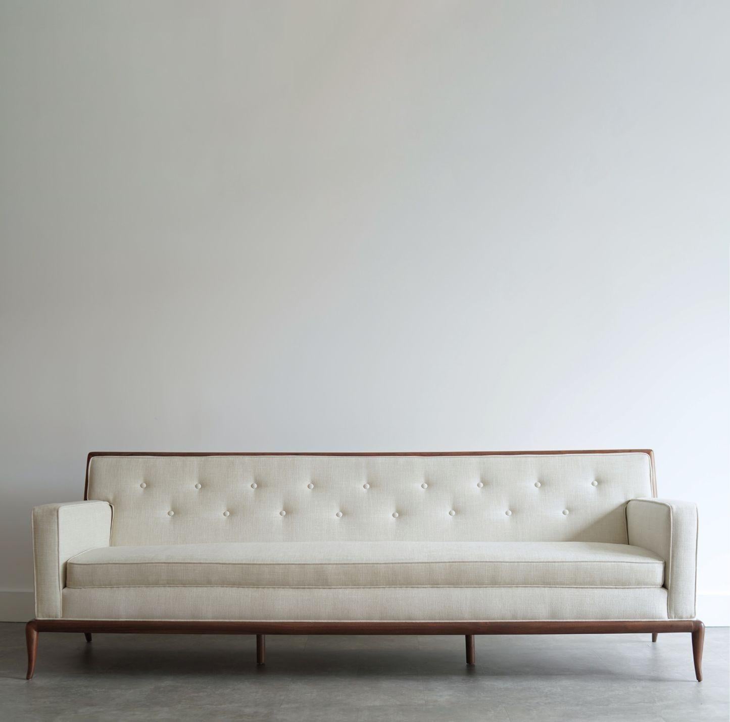 Mid-Century Modern T.H. Robsjohn-Gibbings Walnut Framework Sofa, C. 1950s