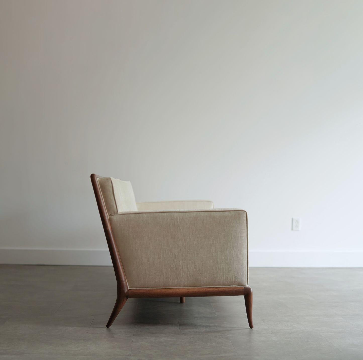American T.H. Robsjohn-Gibbings Walnut Framework Sofa, C. 1950s