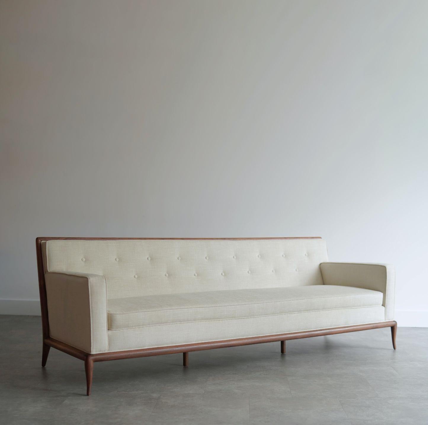 T.H. Robsjohn-Gibbings Walnut Framework Sofa, C. 1950s In Excellent Condition In Westport, CT