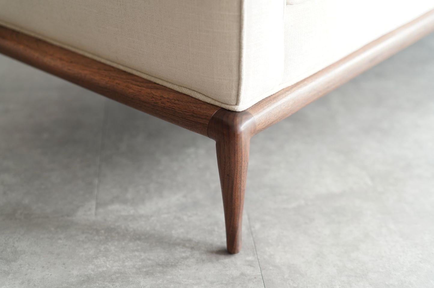 Twill T.H. Robsjohn-Gibbings Walnut Framework Sofa, C. 1950s