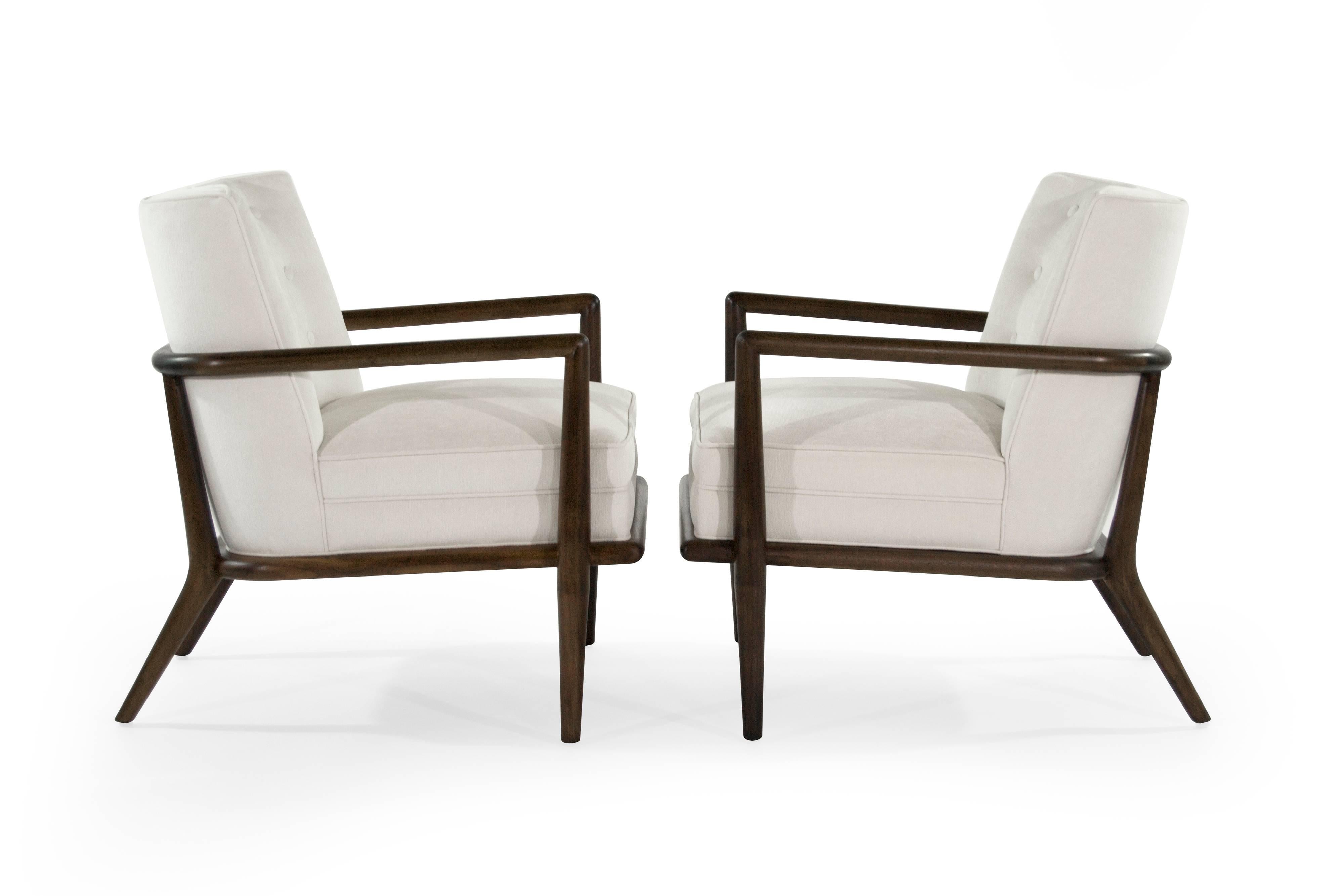 Mid-Century Modern T.H. Robsjohn-Gibbings Walnut Lounge Chairs, Model No. 1721