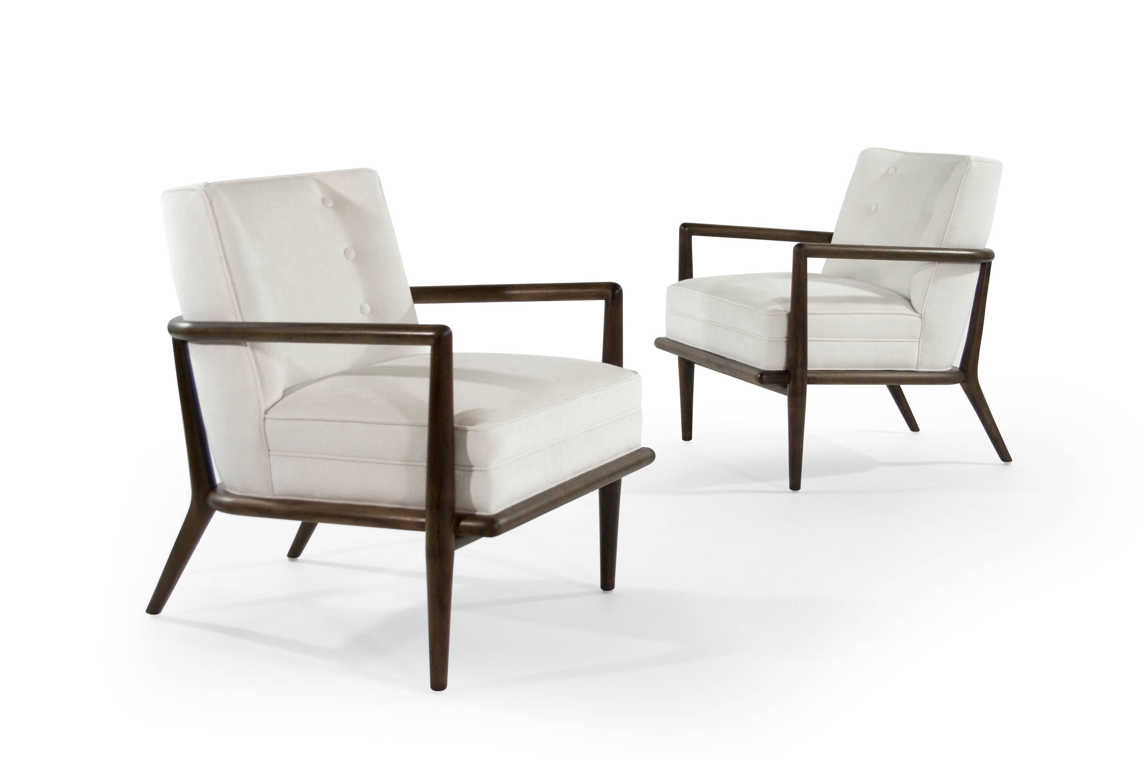 American T.H. Robsjohn-Gibbings Walnut Lounge Chairs, Model No. 1721