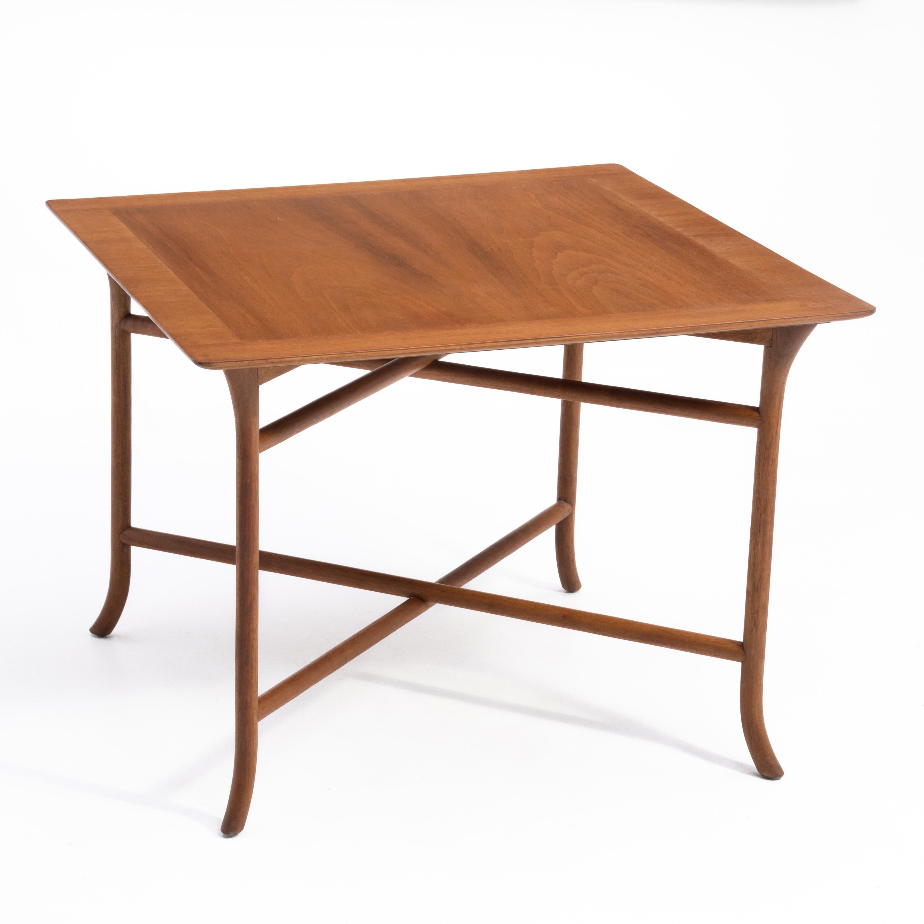 Mid-Century Modern T.H. Robsjohn-Gibbings Widdicomb #3334 Square Saber Leg Coffee End Side Table For Sale