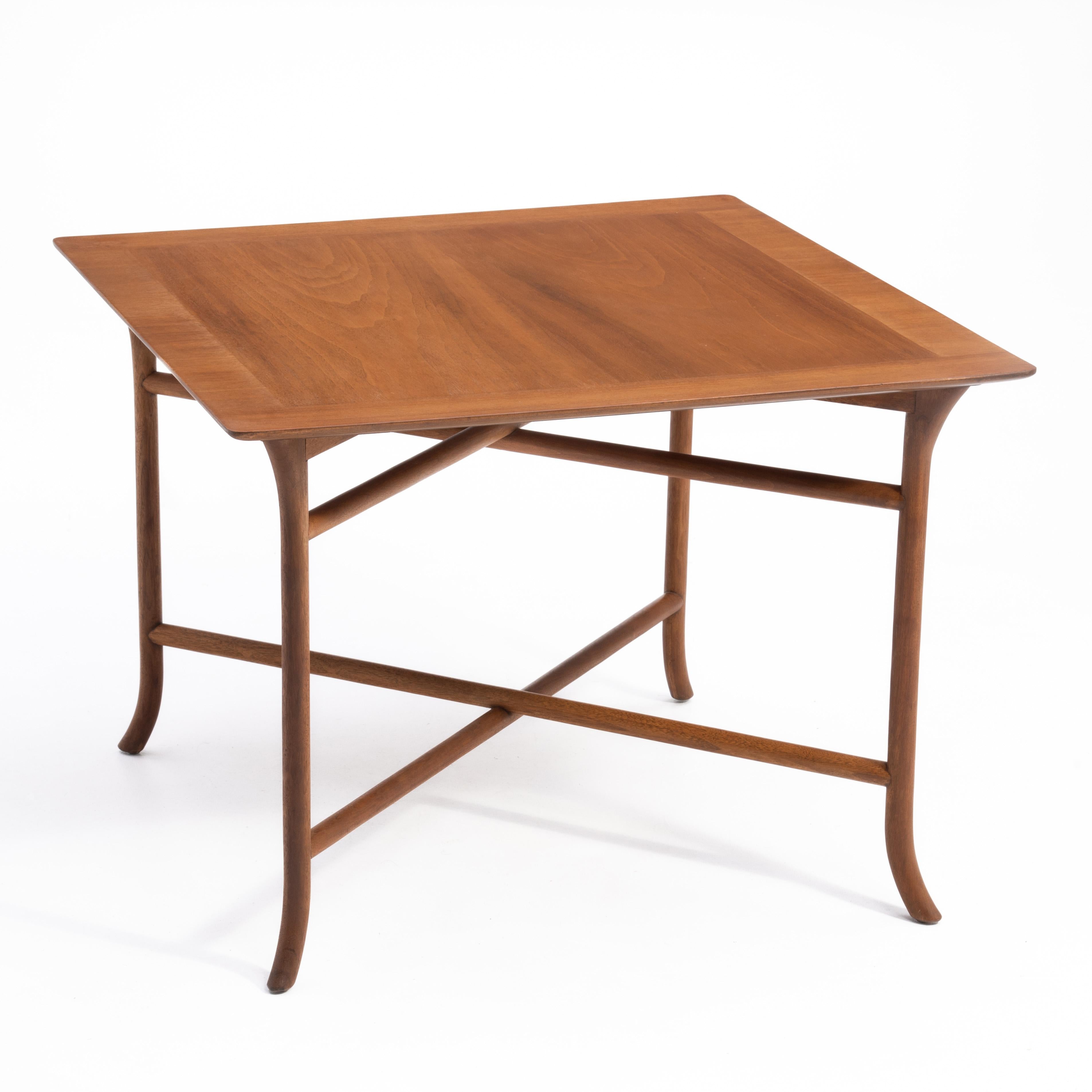 Mahogany T.H. Robsjohn-Gibbings Widdicomb #3334 Square Saber Leg Coffee End Side Table For Sale