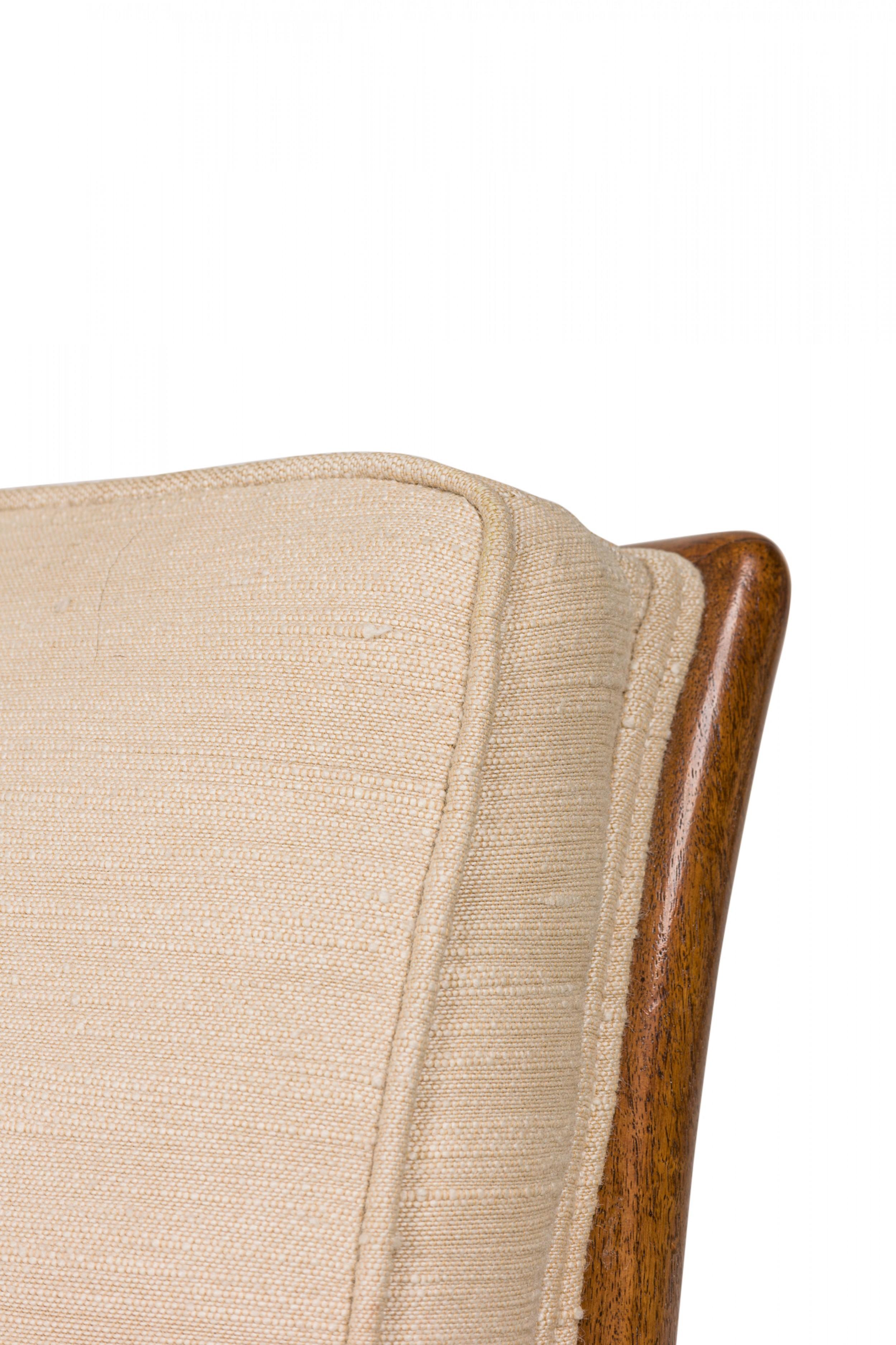 T.H. Robsjohn-Gibbings / Widdicomb Beige Fabric Upholstered Walnut Slipper  For Sale 4