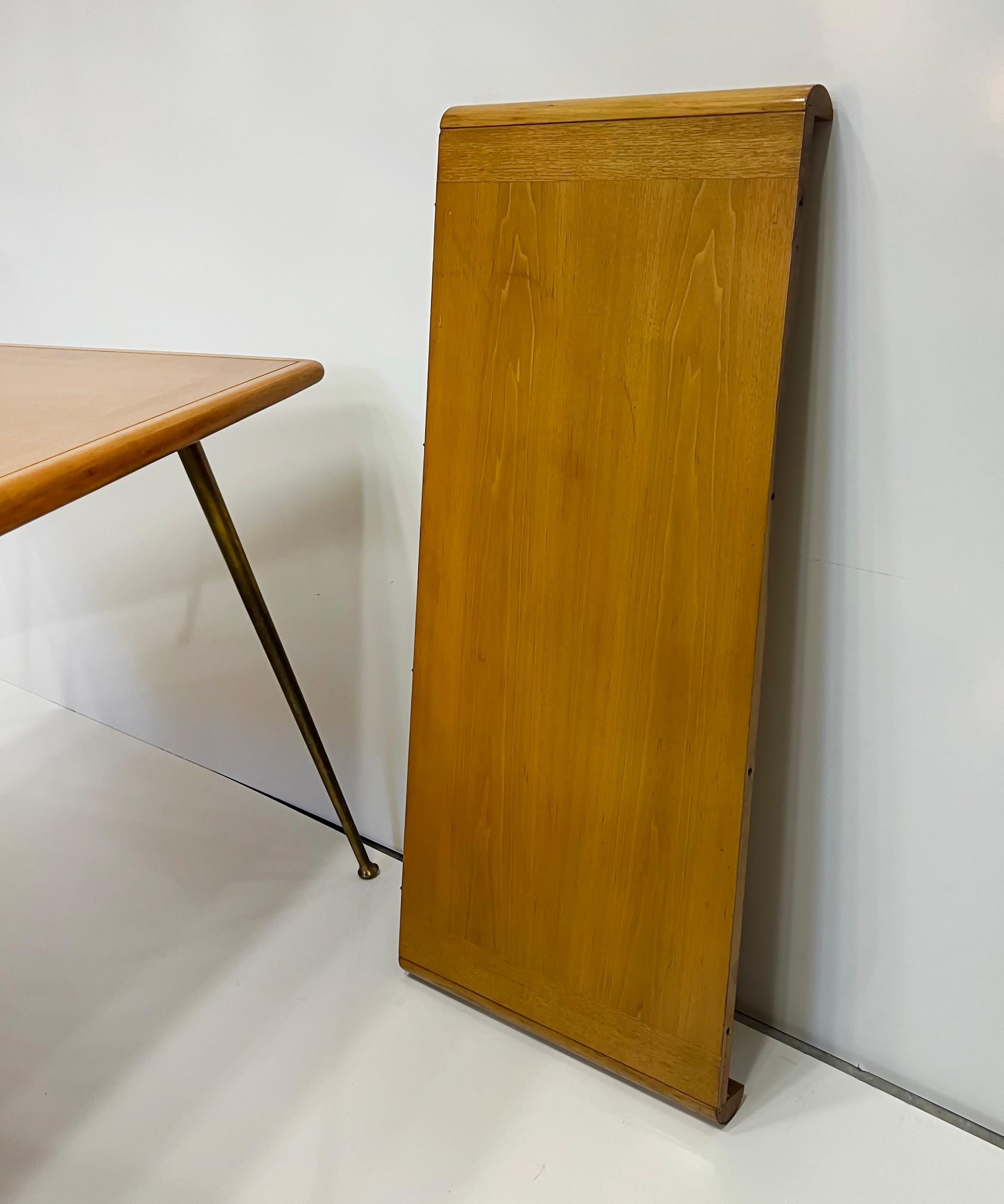 Brass T.H. Robsjohn Gibbings Widdicomb Boomerang Dining Table with Leaf Extension For Sale