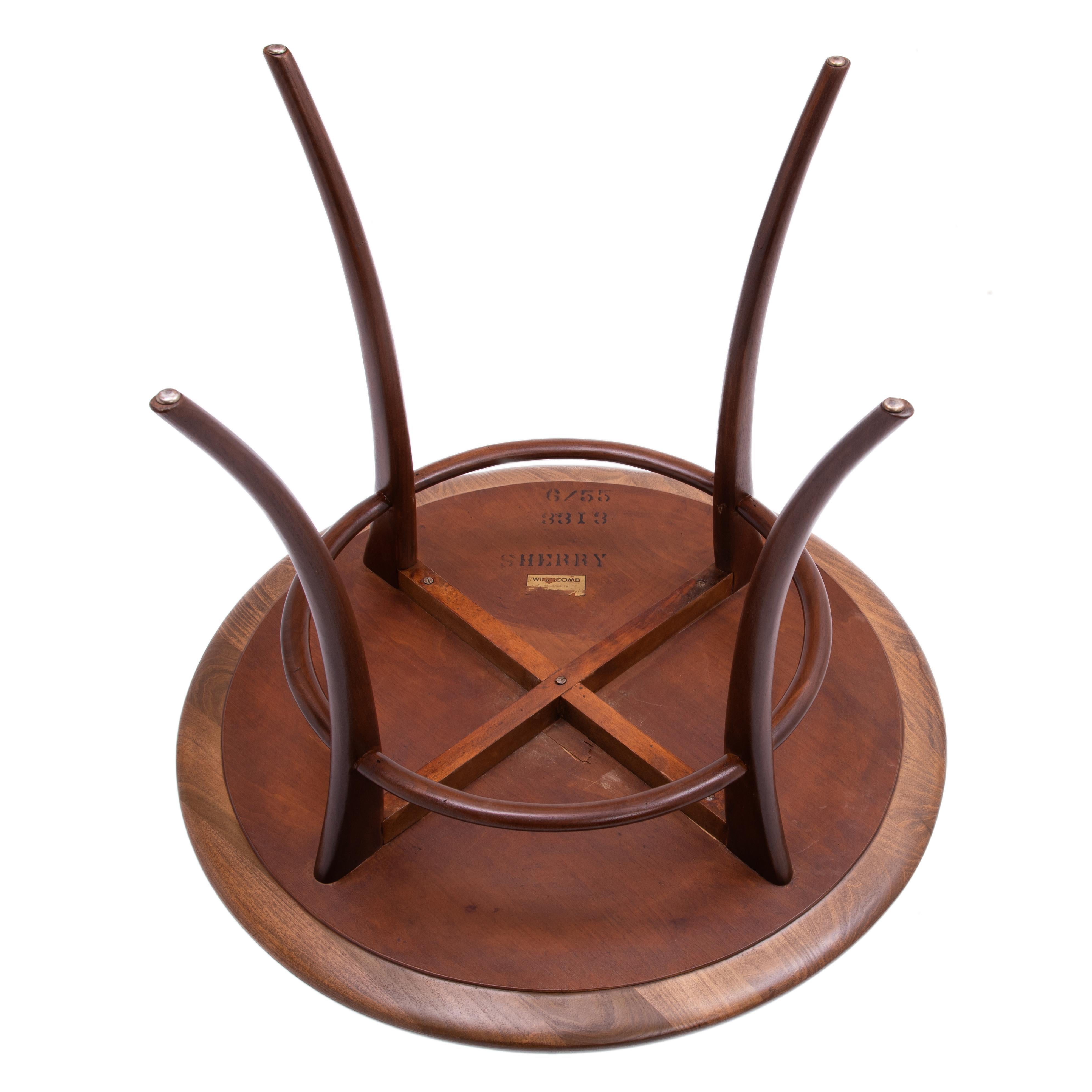 T.H.. Robsjohn Gibbings Widdicomb Klismos Round Saber Leg Lamp Table 1955 For Sale 9