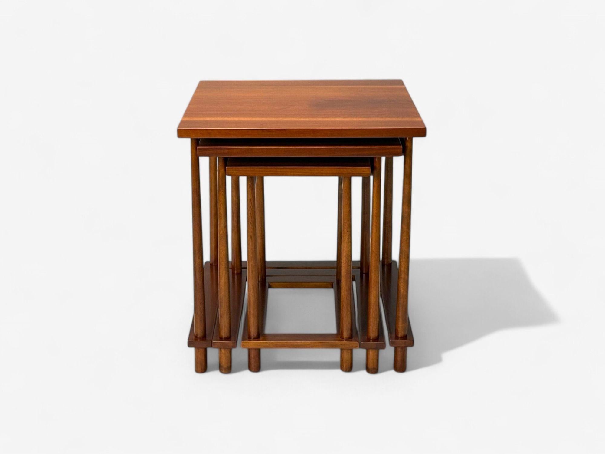 Walnut T.H. Robsjohn-Gibbings, Widdicomb, Mid-Century Modern Nesting Tables, USA, 1950s For Sale
