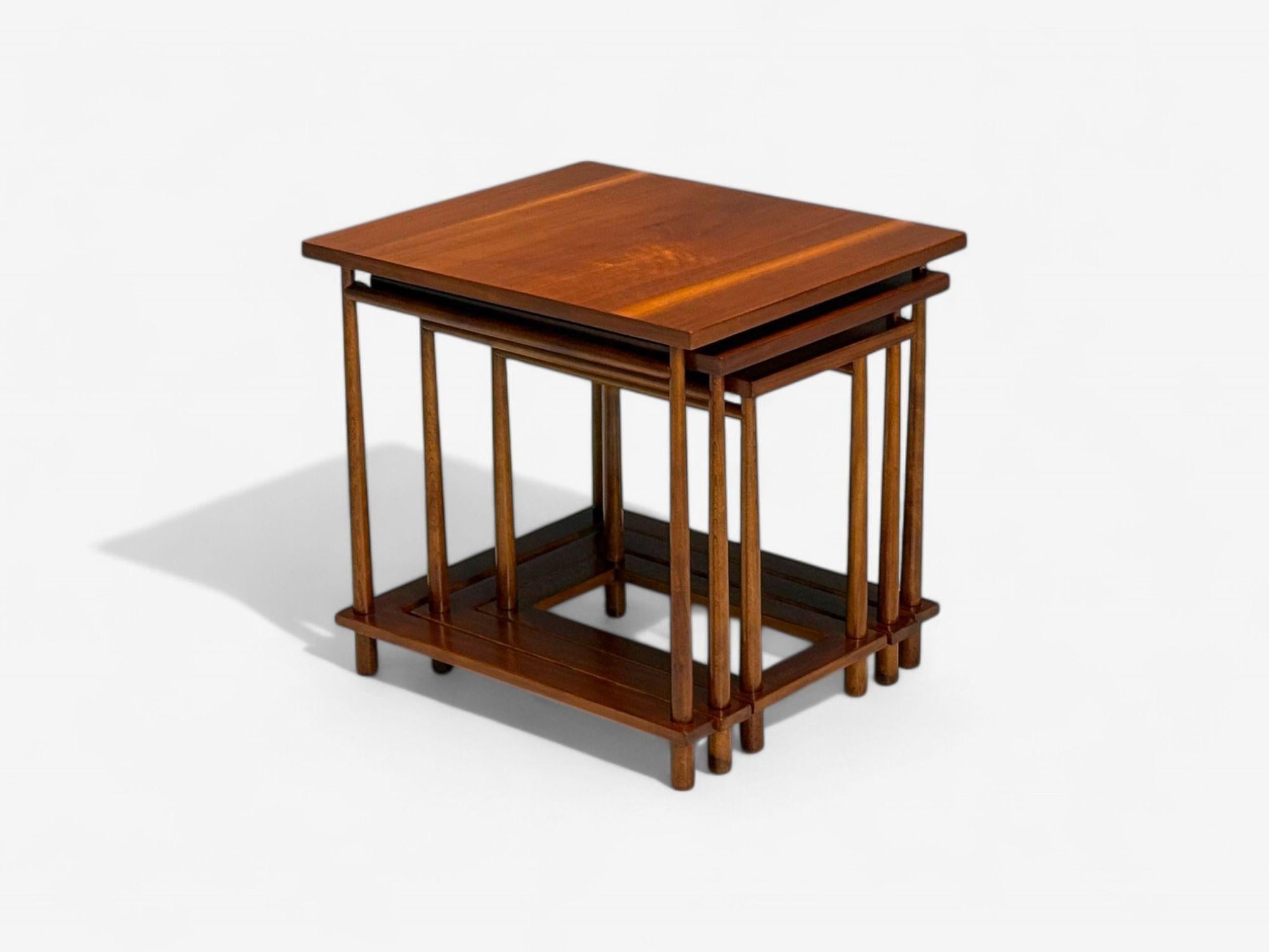 T.H. Robsjohn-Gibbings, Widdicomb, Mid-Century Modern Nesting Tables, USA, 1950s For Sale 1