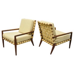 T.H. Robsjohn Gibbings Widdicomb Mid-Century Modern Strap Lounge Chairs, A Pair