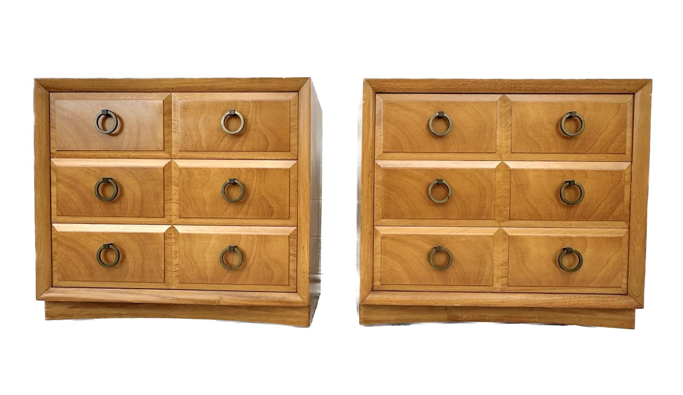 American T.H. Robsjohn-Gibbings Widdicomb Pair of Bedside Tables / Chests For Sale