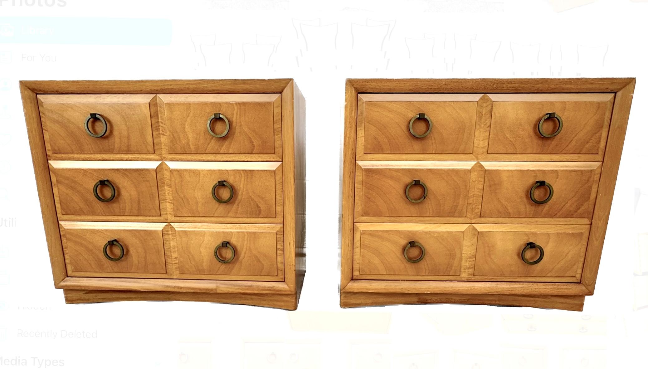 T.H. Robsjohn-Gibbings Widdicomb Pair of Bedside Tables / Chests For Sale 2