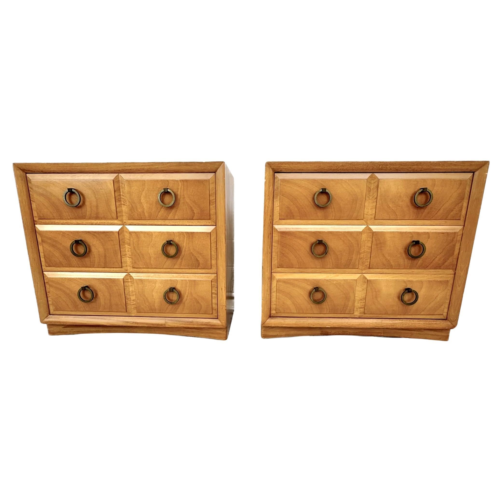 T.H. Robsjohn-Gibbings Widdicomb Pair of Bedside Tables / Chests For Sale