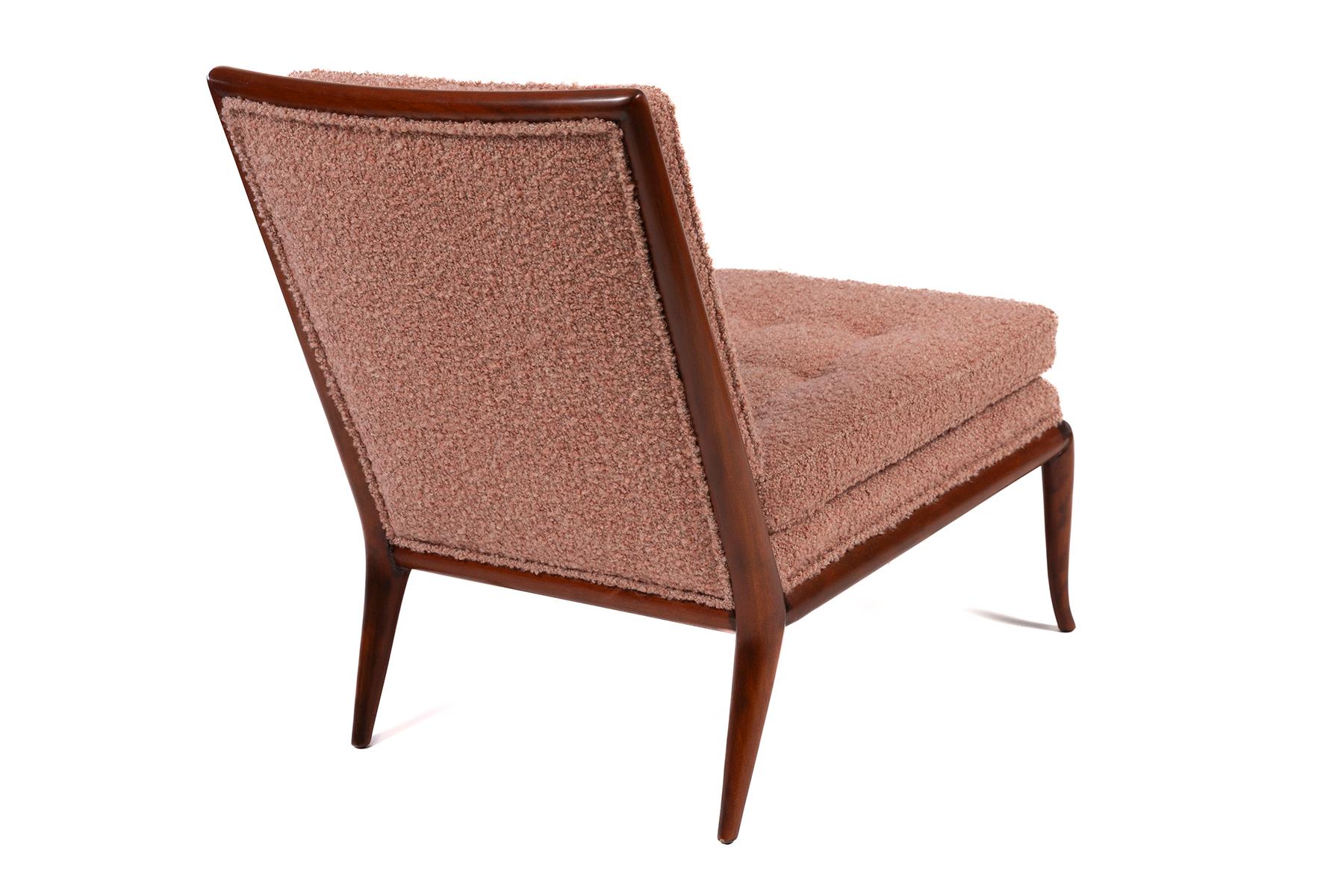 Slipper Chairs by T.H. Robsjohn-Gibbings Widdicomb in Pink Bouclé  In Good Condition For Sale In Phoenix, AZ