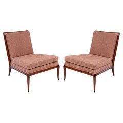 Retro Slipper Chairs by T.H. Robsjohn-Gibbings Widdicomb in Pink Bouclé 