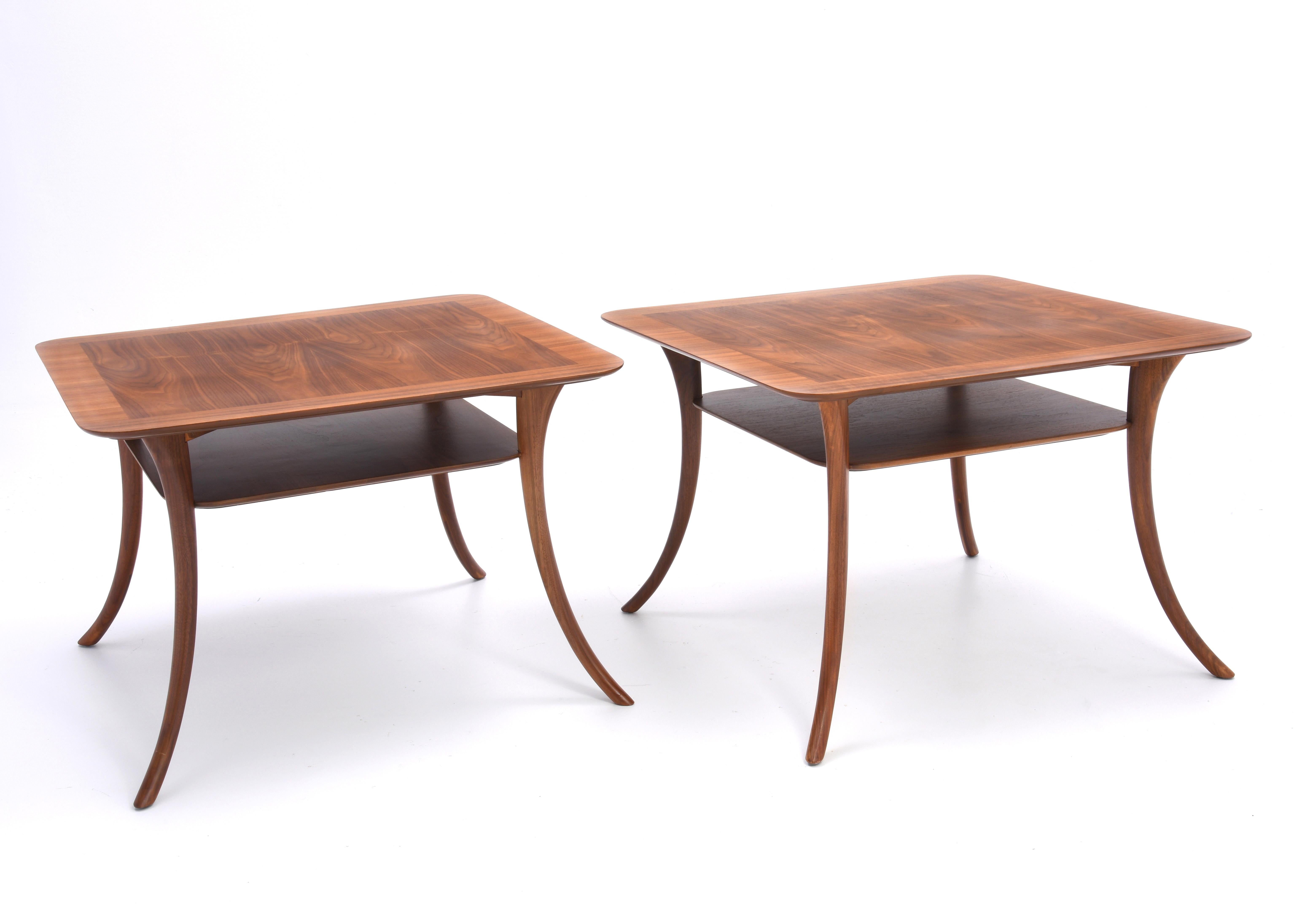 Mid-20th Century T.H. Robsjohn Gibbings Widdicomb Saber Leg Cocktail Side Tables 1957 - a Pair For Sale