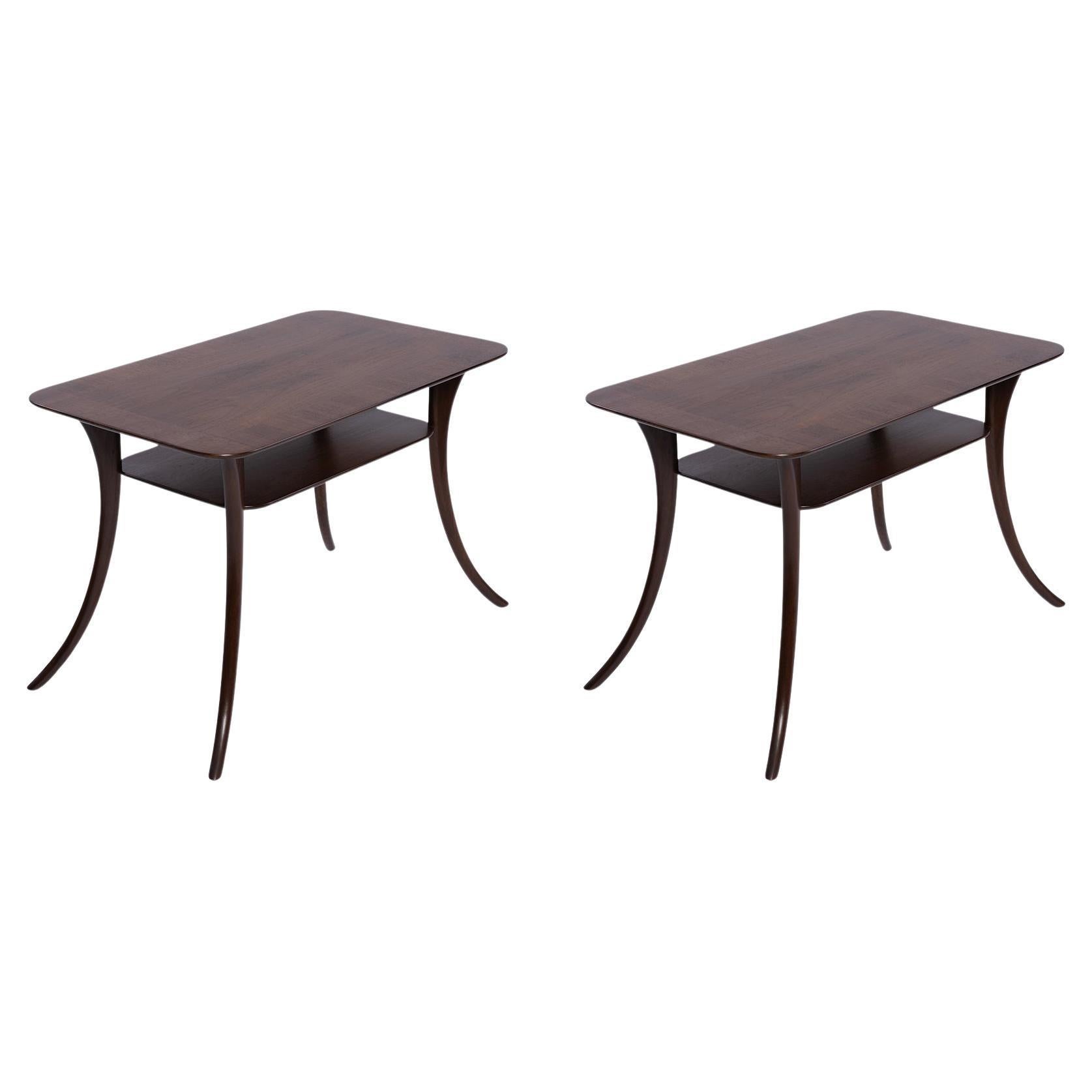 T.H. Robsjohn Gibbings Widdicomb Saber Leg Side Tables in Mahogany
