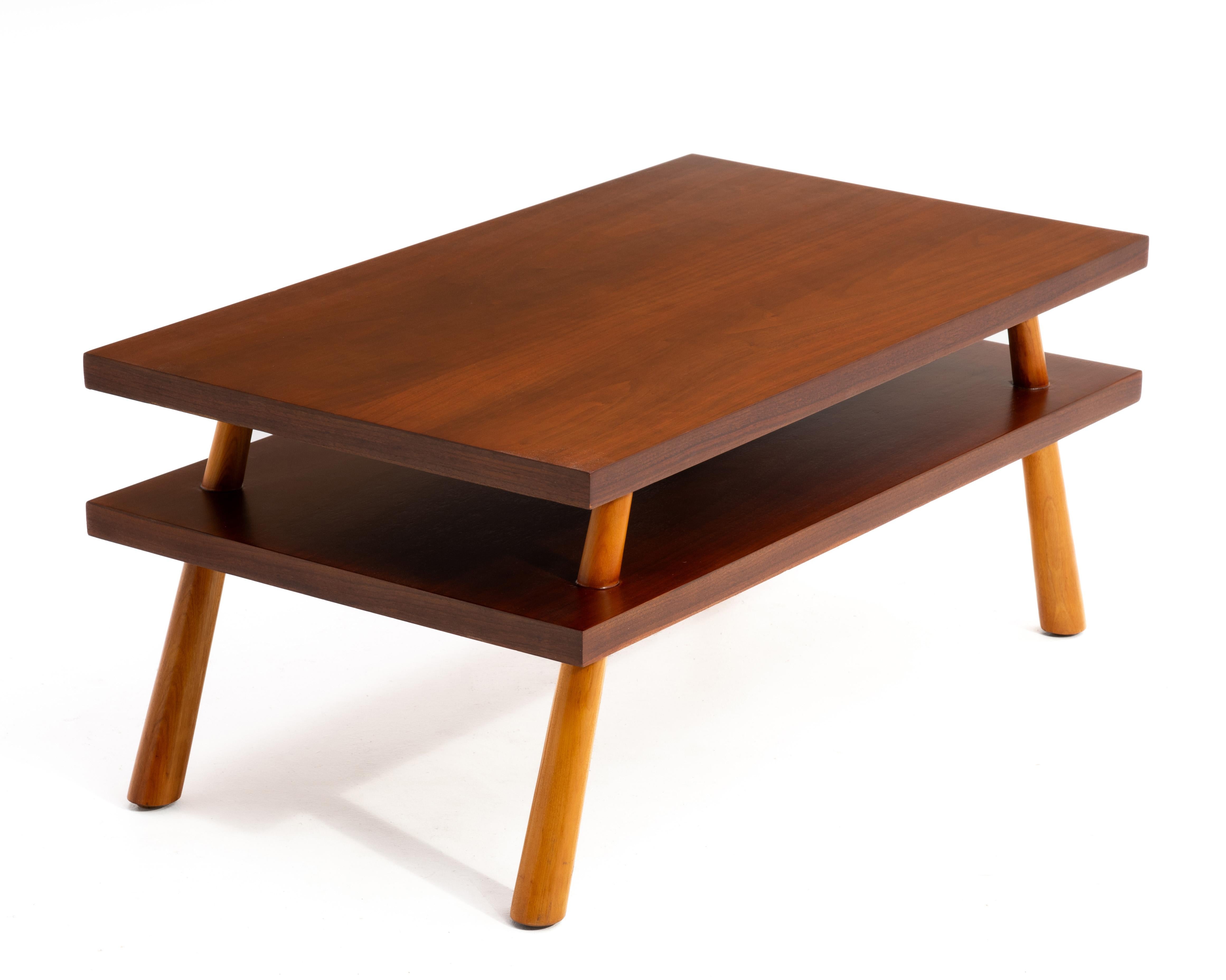 Mid-Century Modern T.H. Robsjohn-Gibbings Widdicomb Two Tone Coffee Table Flared Legs 1950