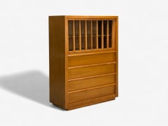 T.H. Robsjohn Gibbings, Widdicomb, Walnut, Highboy Secretary, USA, 1960s