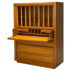T.H. Robsjohn Gibbings, Widdicomb, Walnut, Highboy Secretary, USA, 1960s