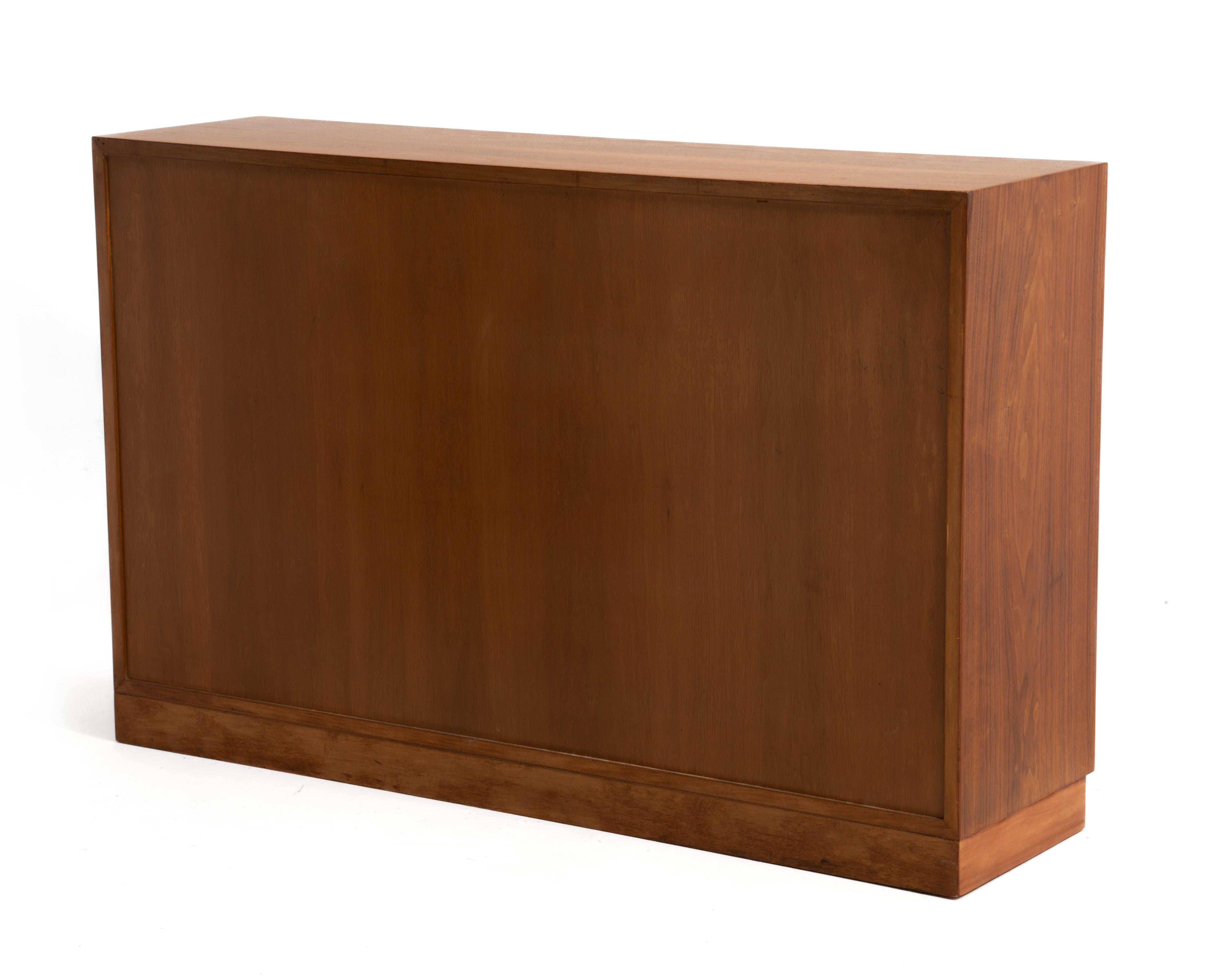 Mid-Century Modern T.H. Robsjohn Gibbings Widdicomb Walnut Sliding Glass Door Bookcase Mid Century For Sale