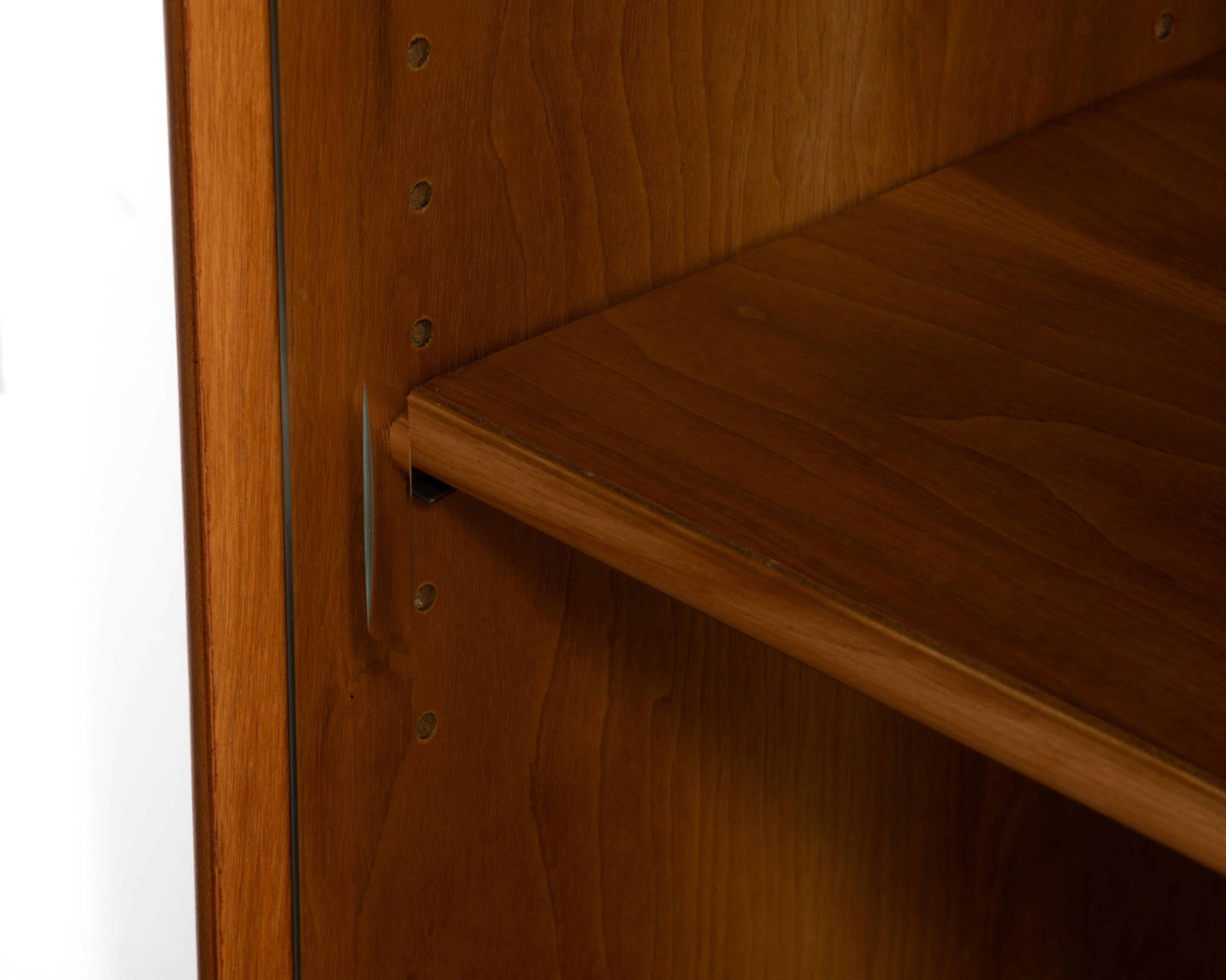 T.H. Robsjohn Gibbings Widdicomb Walnut Sliding Glass Door Bookcase Mid Century For Sale 3