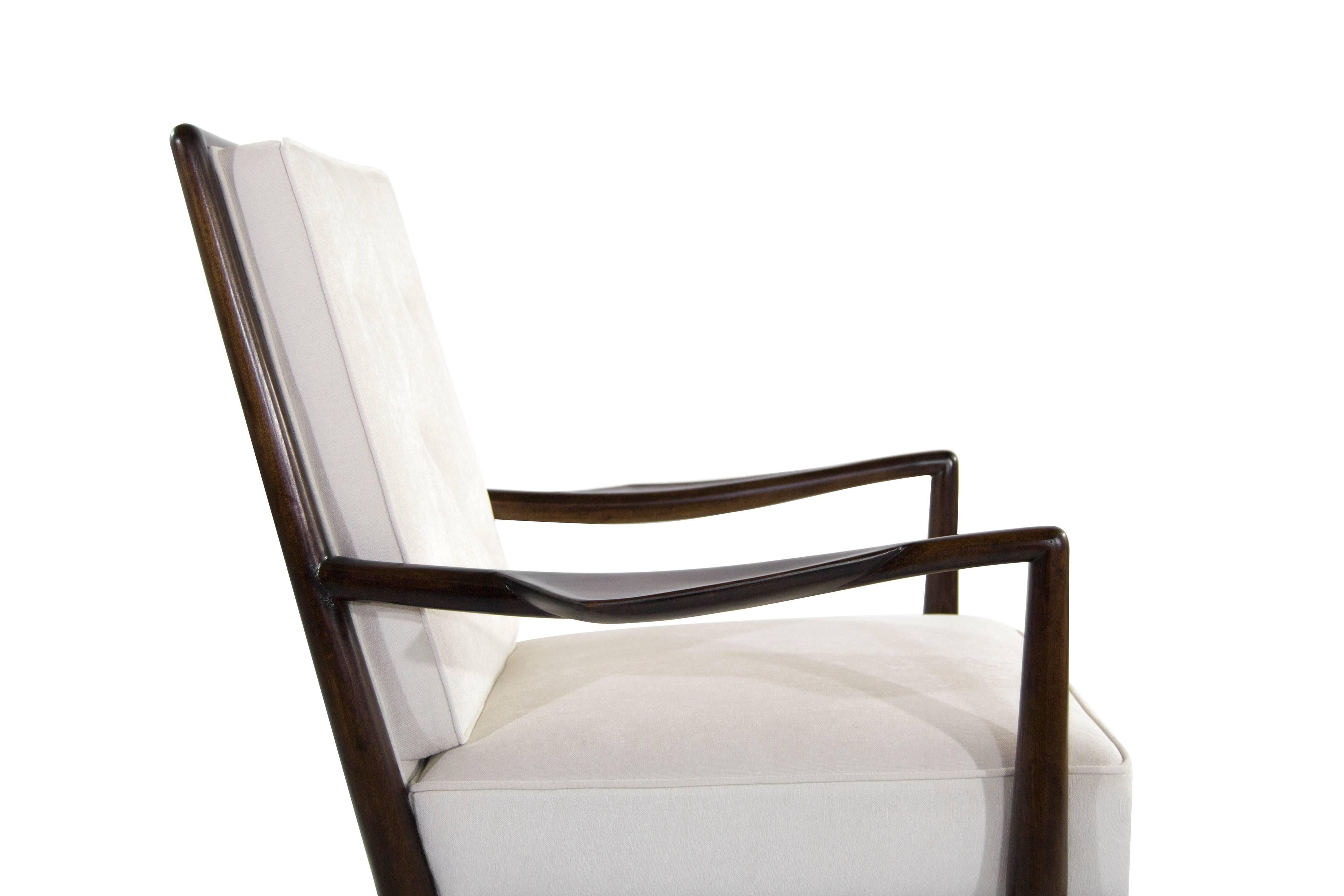 Cotton T.H. Robsjohn-Gibbings Wing Arm Lounge Chairs