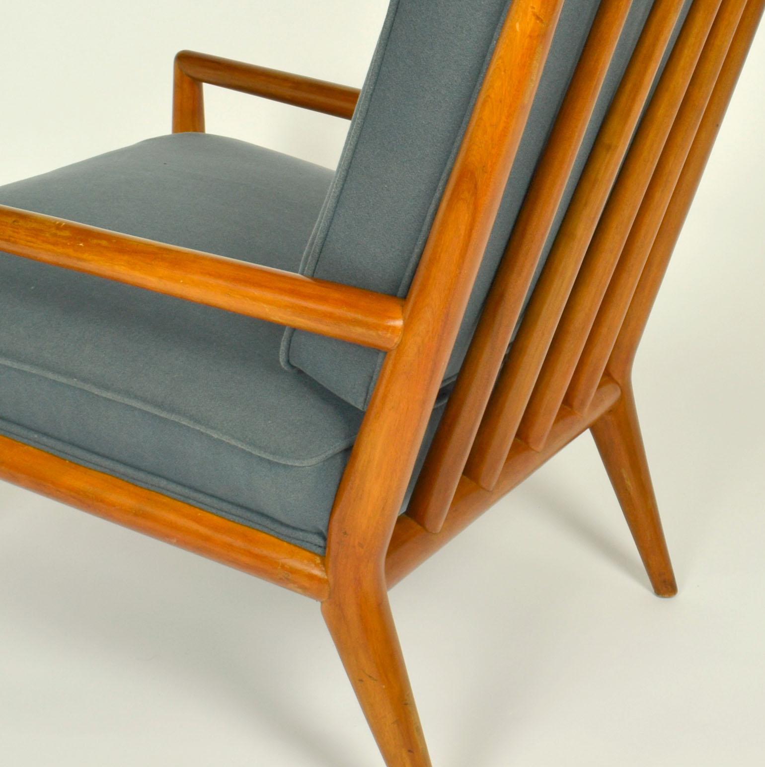T.H. Robsjohn-Gibbons Pair of Arm Chairs and Foot Stool, Widdicomb 1950's For Sale 3