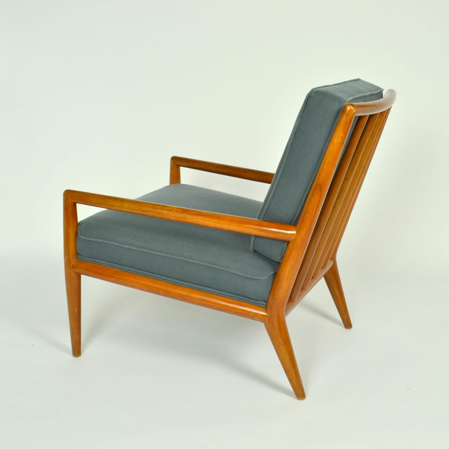 T.H. Robsjohn-Gibbons Pair of Arm Chairs and Foot Stool, Widdicomb 1950's For Sale 2