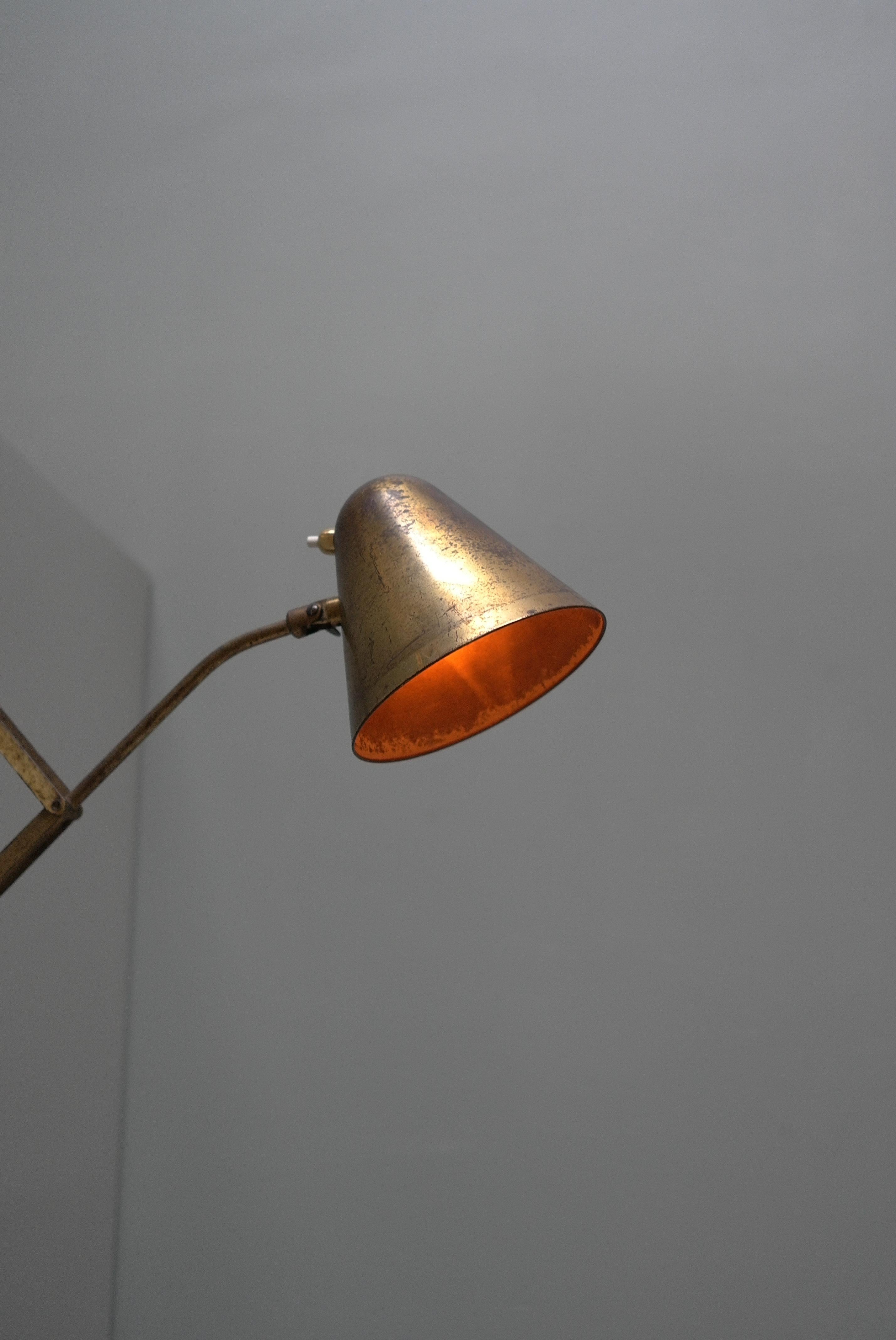 Th. Valentiner by Poul Dinesen Copper Scissor Wall Lamp, Denmark 1950s For Sale 9