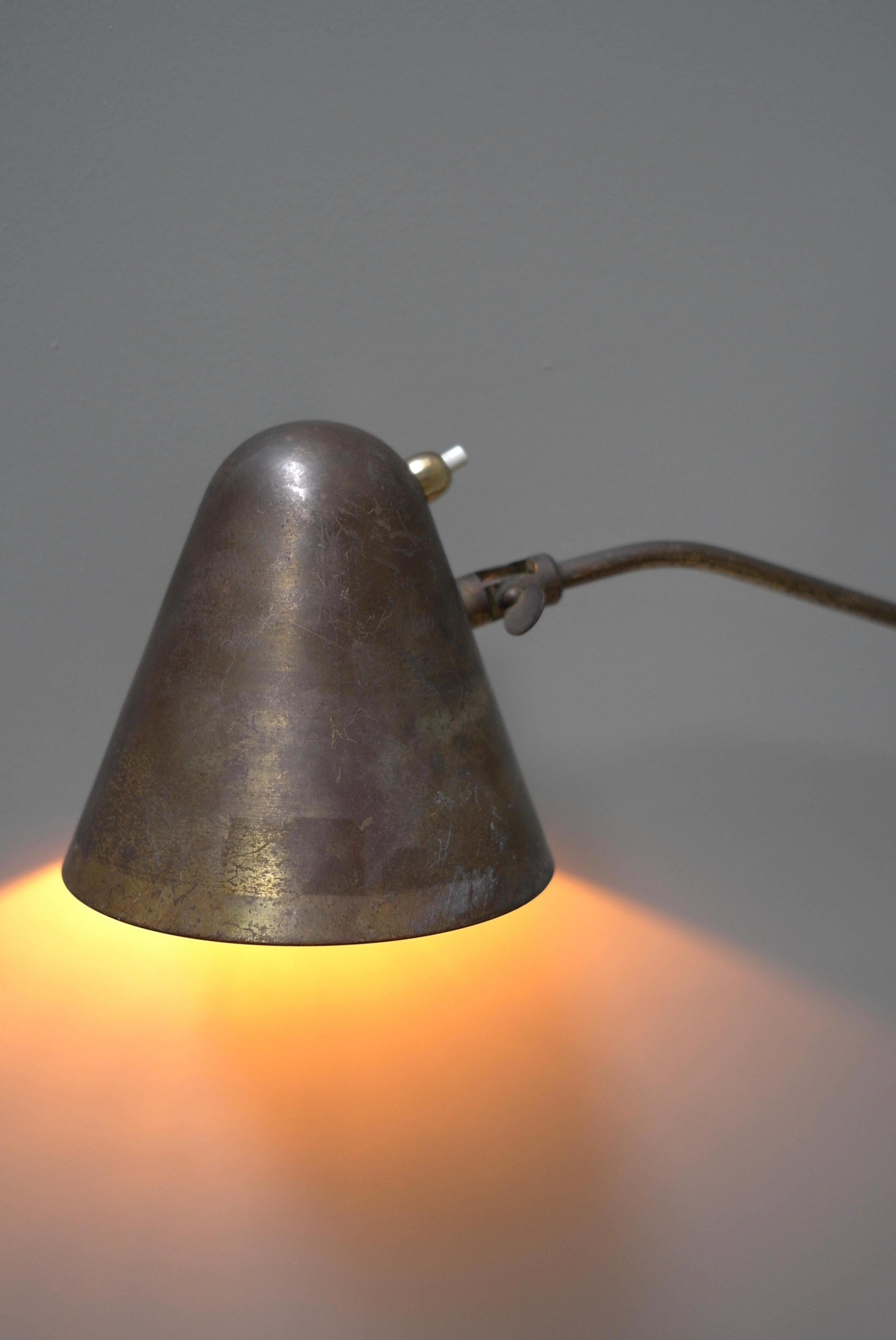 Mid-20th Century Th. Valentiner by Poul Dinesen Copper Scissor Wall Lamp, Denmark 1950s For Sale
