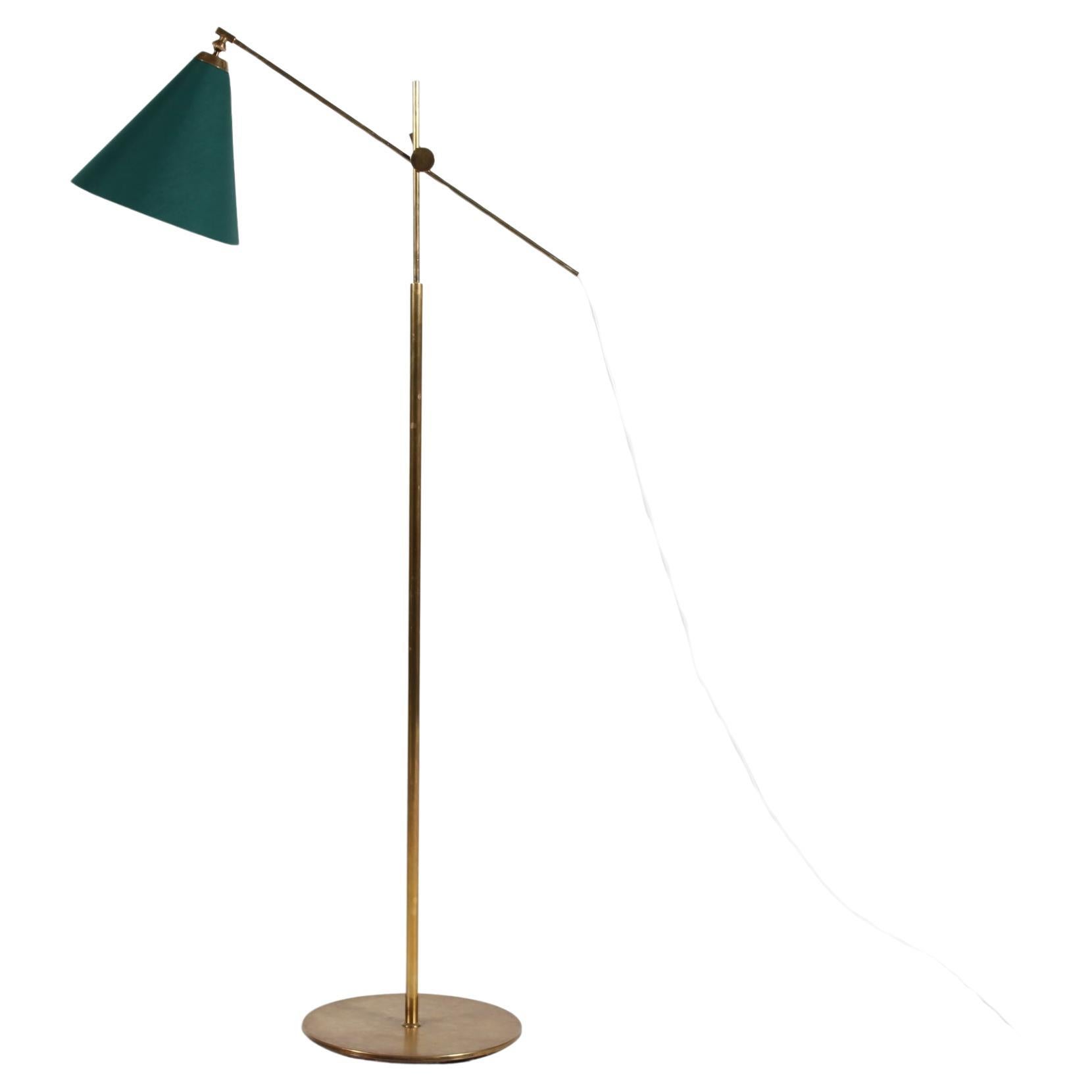 Th. Valentiner by Poul Dinesen Flexible Floor Lamp of Brass, Denmark 1960s For Sale