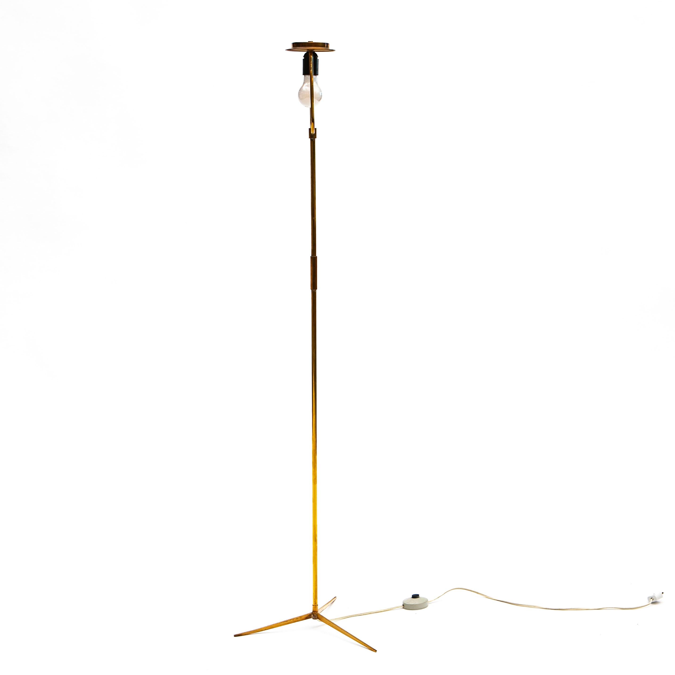 Danish Th. Valentiner Brass Floor Lamp for Povl Dinesen For Sale