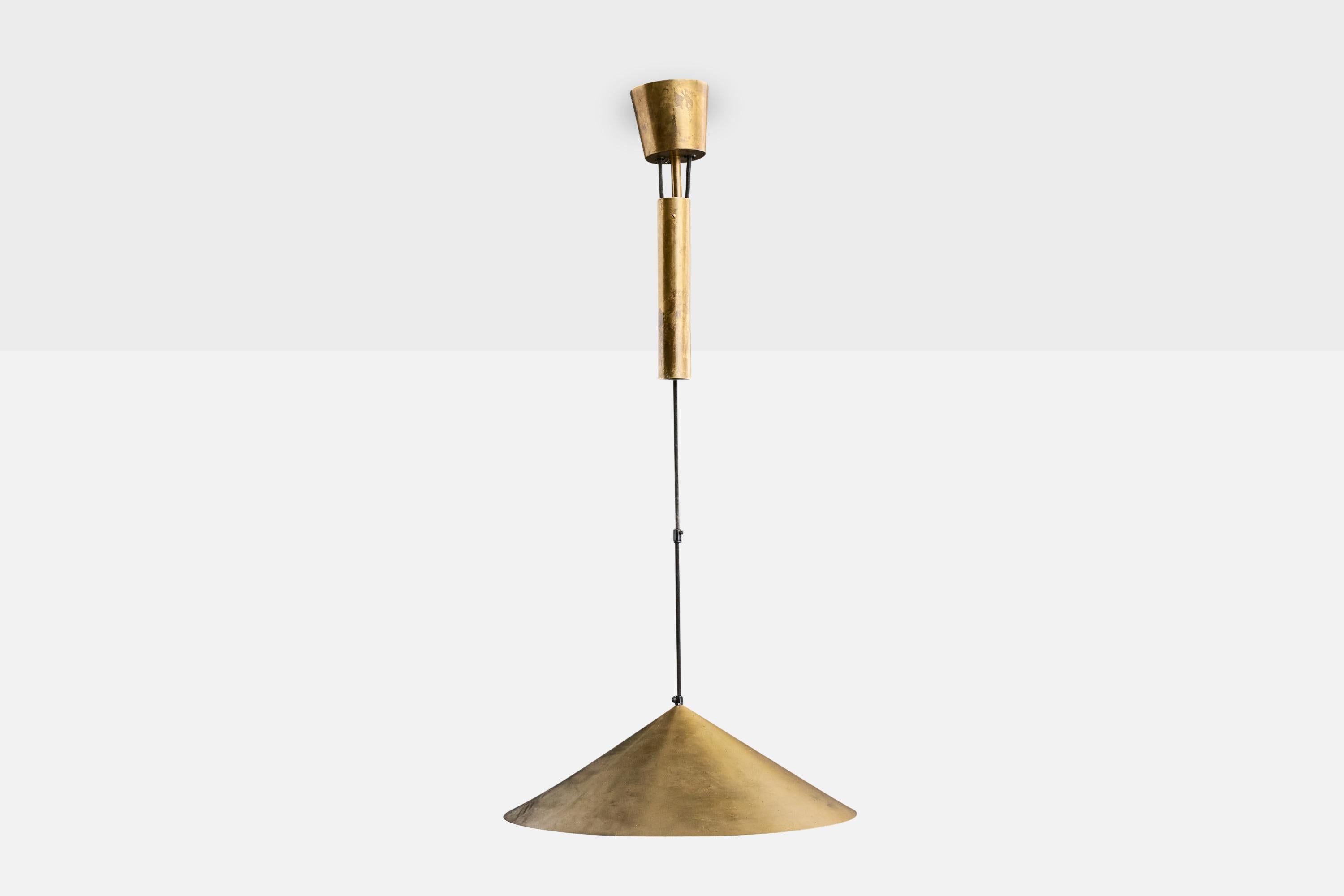 Danish T.H. Valentiner, Pendant Light, Brass, Denmark, 1960s For Sale